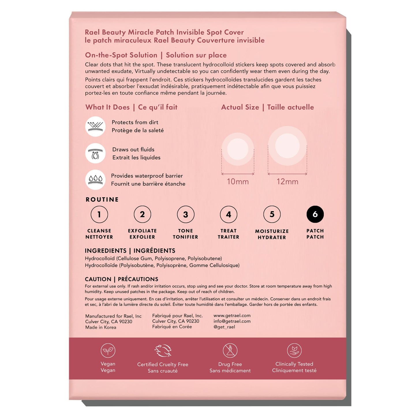 Rael Miracle Invisible Spot Cover - Absorbing Cover, Hydrocolloid Patch, Korean Skin Care, Facial Stickers, 2 Sizes (96 Count) ๐ All In One Marketplace Canada