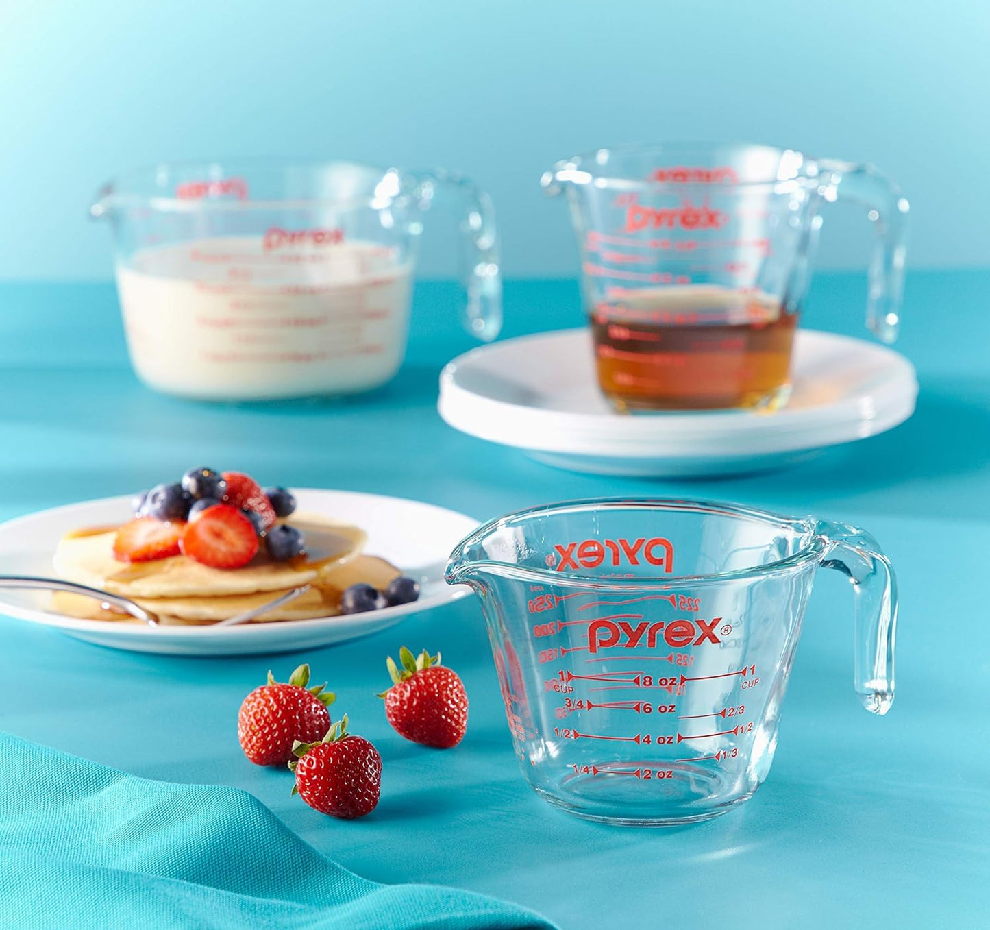 Pyrex 3 Piece Glass Measuring Cup Set, Includes 1-Cup, 2-Cup, and 4-Cup Tempered Glass Liquid Measuring Cups, Dishwasher, Freezer, Microwave, and Preheated Oven Safe, Essential Kitchen Tools ๐ All In One Marketplace Canada