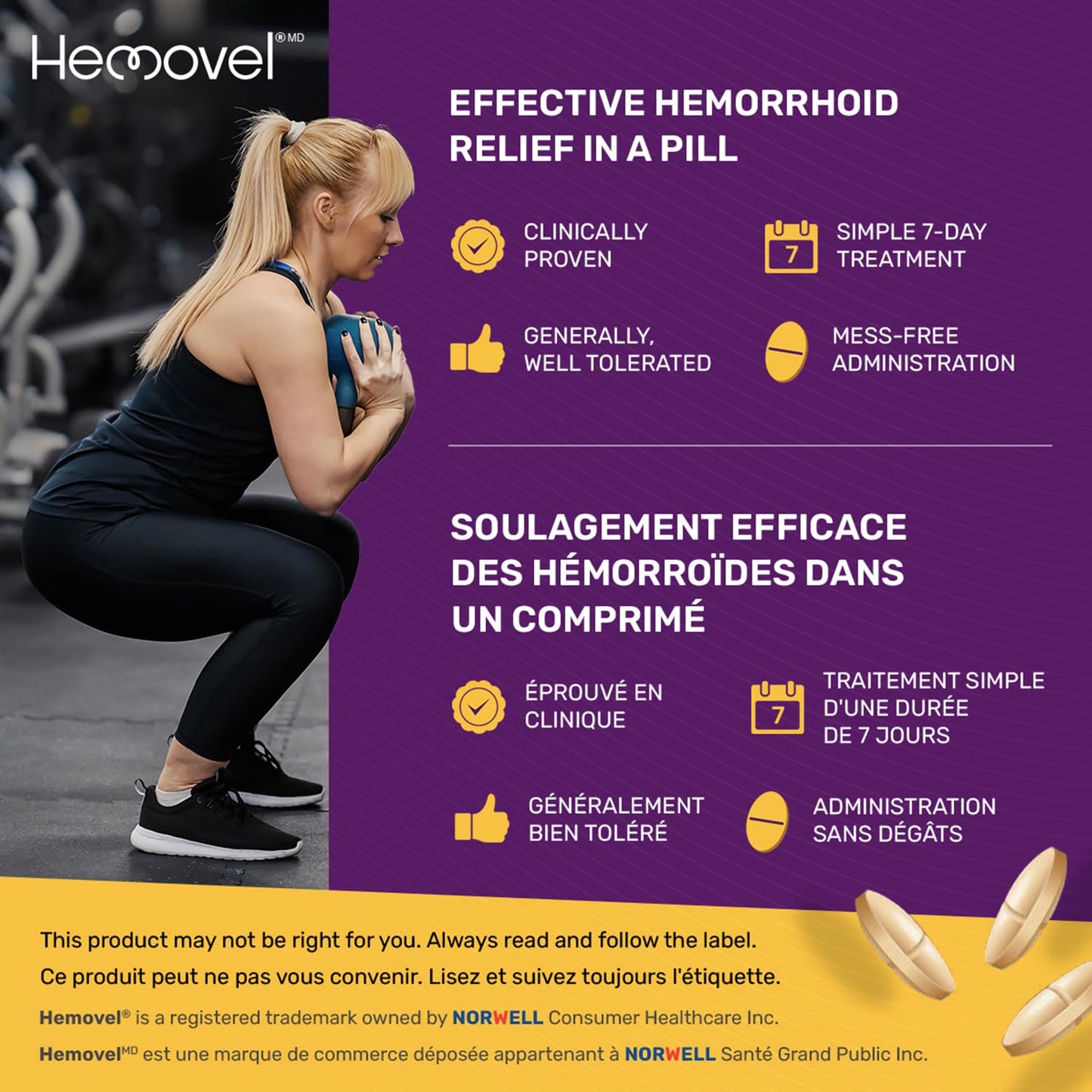 Hemovel Hemorrhoidal Oral Treatment - Clinically Proven, effective and convenient way to treat internal and external hemorrhoids and relieve pain, swelling and bleeding - 18 Tablets š All In One Marketplace Canada