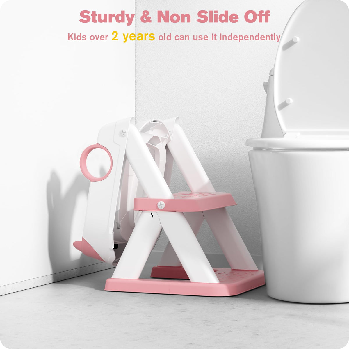 Rabb 1st Potty Training Seat, Upgrade Toddler Toilet Seat for Kids Boys Girls, 2 in 1 Potty Training Toilet for Kids, Splash Guard Anti-Slip Pad Step Stool (Pink) ๐ All In One Marketplace Canada