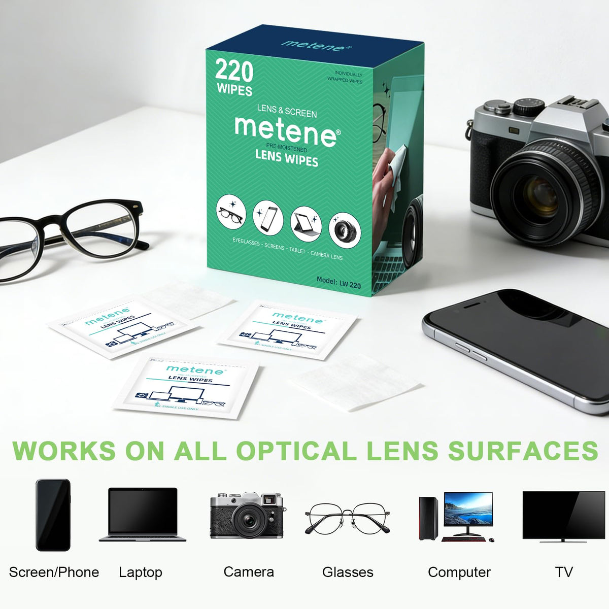 Metene Lens Wipes, 220 Pre-Moistened Individually Wrapped Glasses Wipes ๐ All In One Marketplace Canada