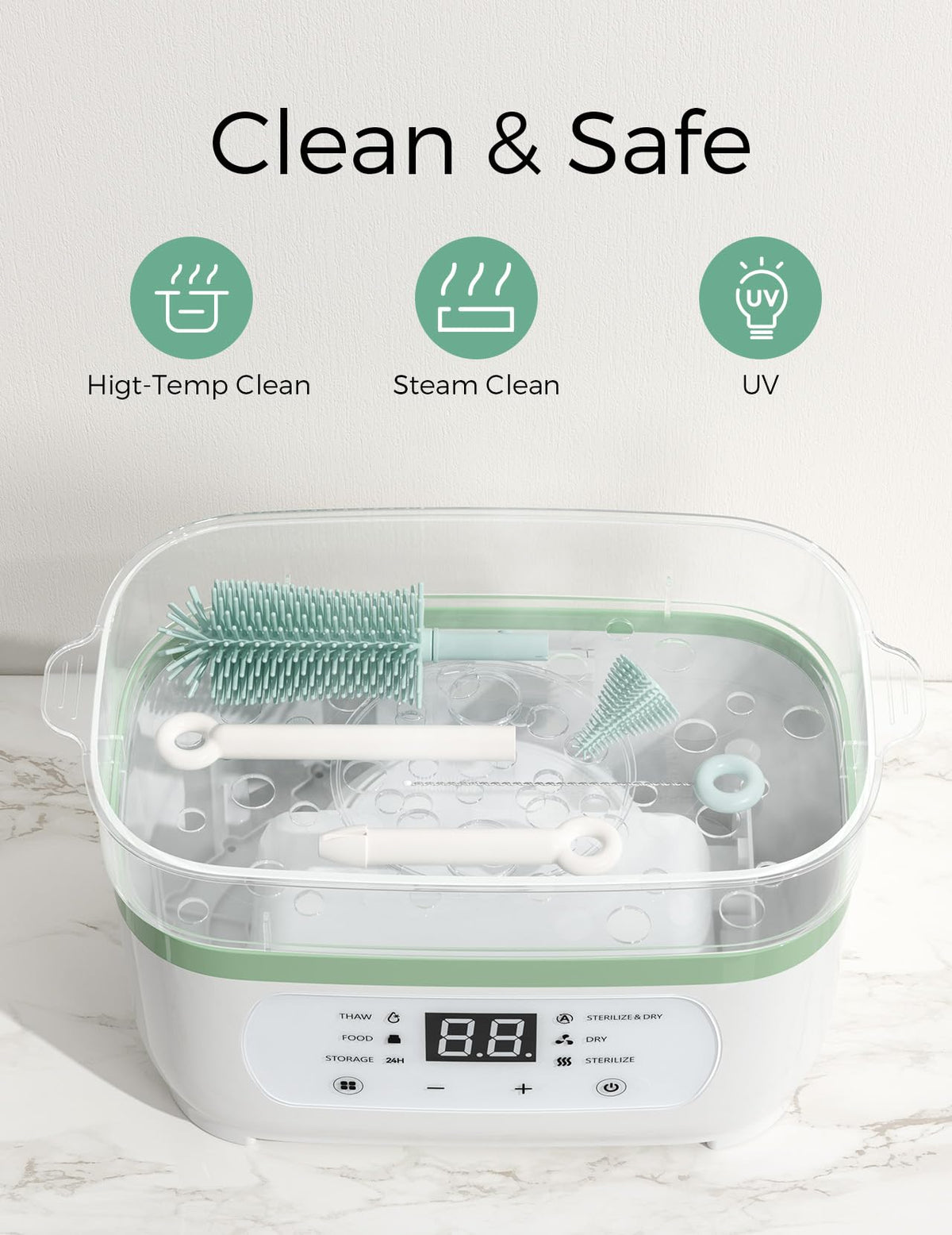 Momcozy 7 in 1 Travel Bottle Cleaning Kit - Baby Bottle Cleaner Set with Silicone Brush, Nipple Brush, Straw Brush, Soap Dispenser, Drying Rack - Home and Travel Bottle Cleaning Tools for Infants ๐ All In One Marketplace Canada