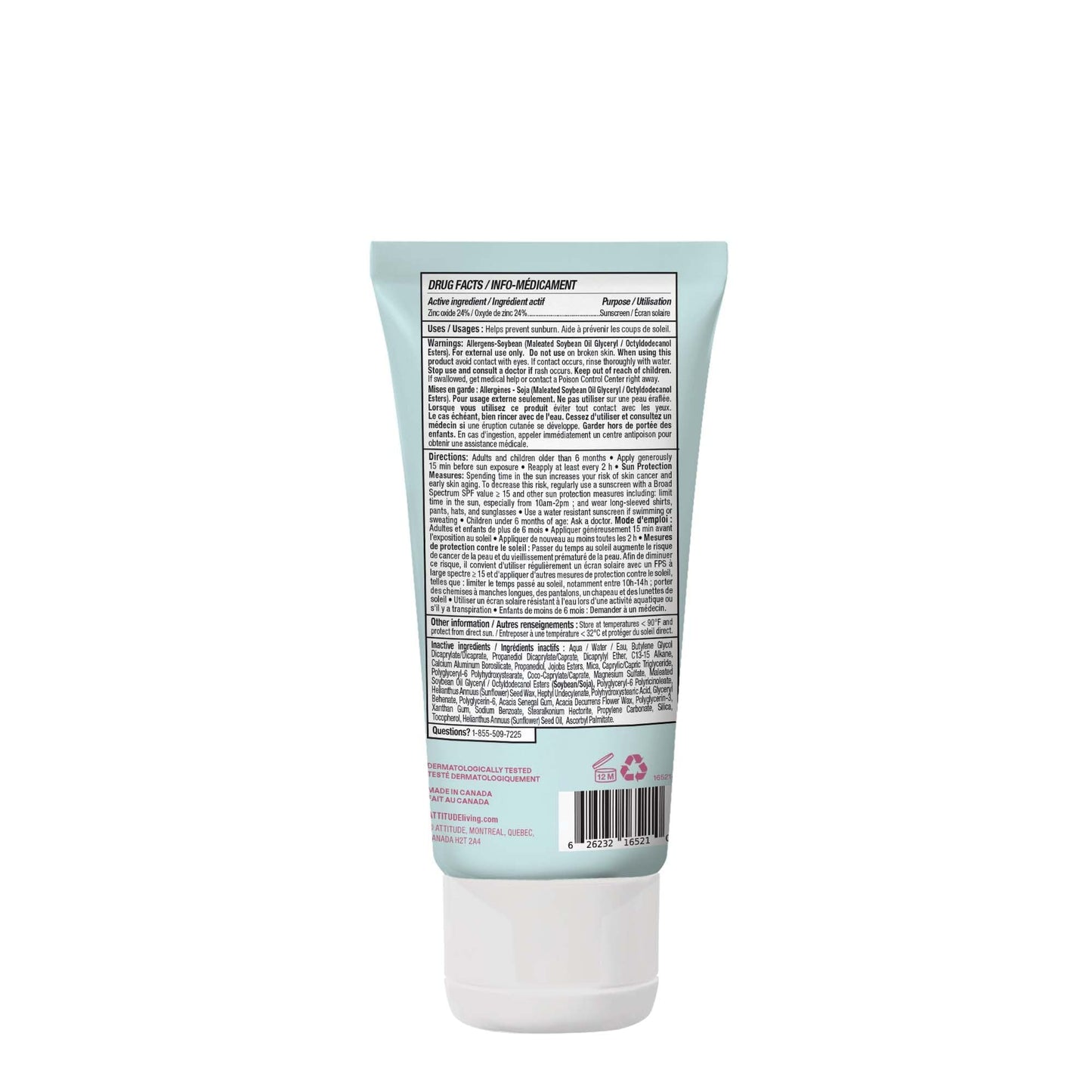 ATTITUDE Baby Mineral Sunscreen SPF 50, Broad Spectrum Zinc Oxide, EWG Verified, Mineral-Based, Non-Nano, Lightweight Cream for Face & Body, Gentle Formula, Unscented, 80 grams ๐ All In One Marketplace Canada
