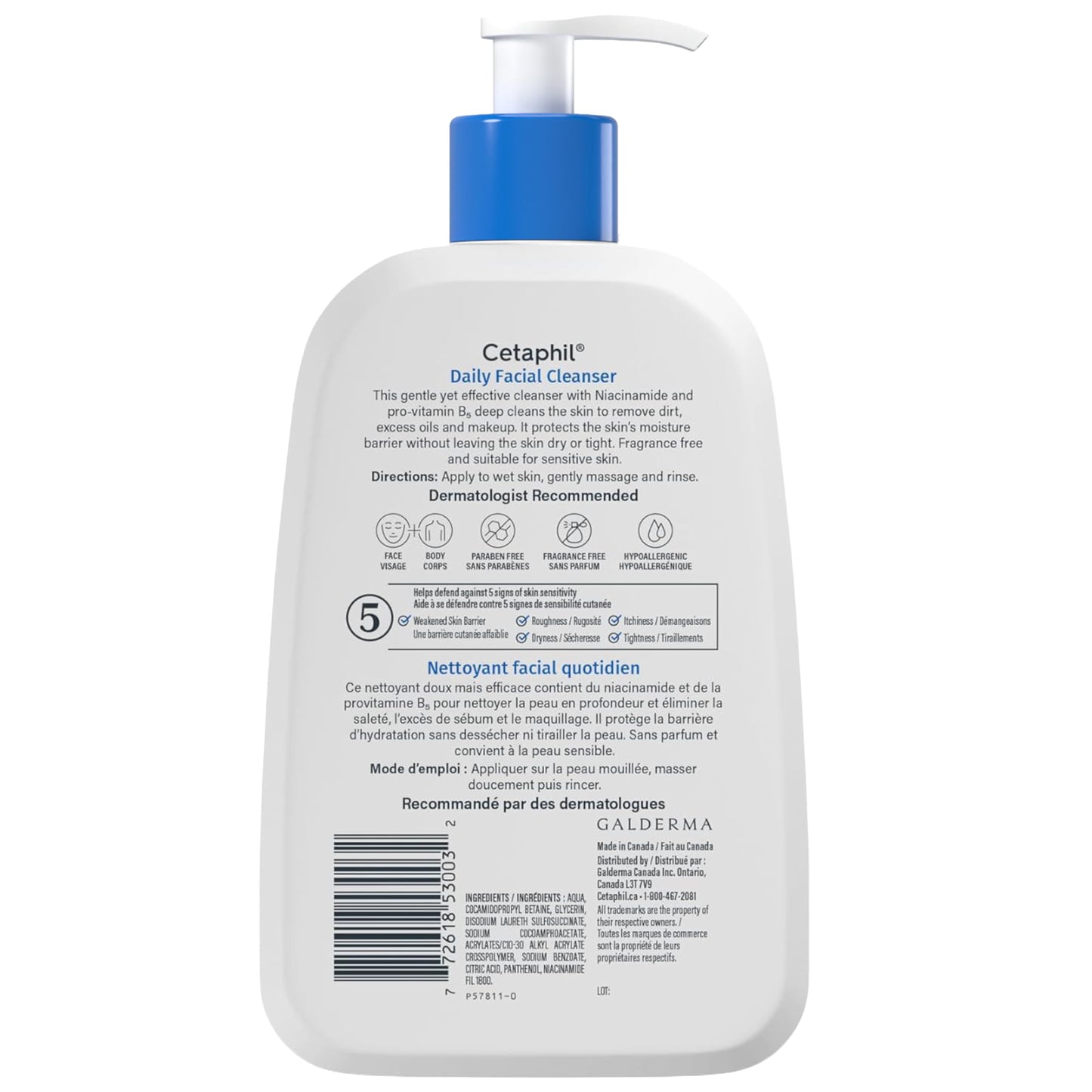 Cetaphil Daily Facial Cleanser Fragrance Free (473ml) - Deep Cleansing Face Wash, Ideal for Normal to Combination to Oily Skin, Dermatologist Tested ๐ All In One Marketplace Canada