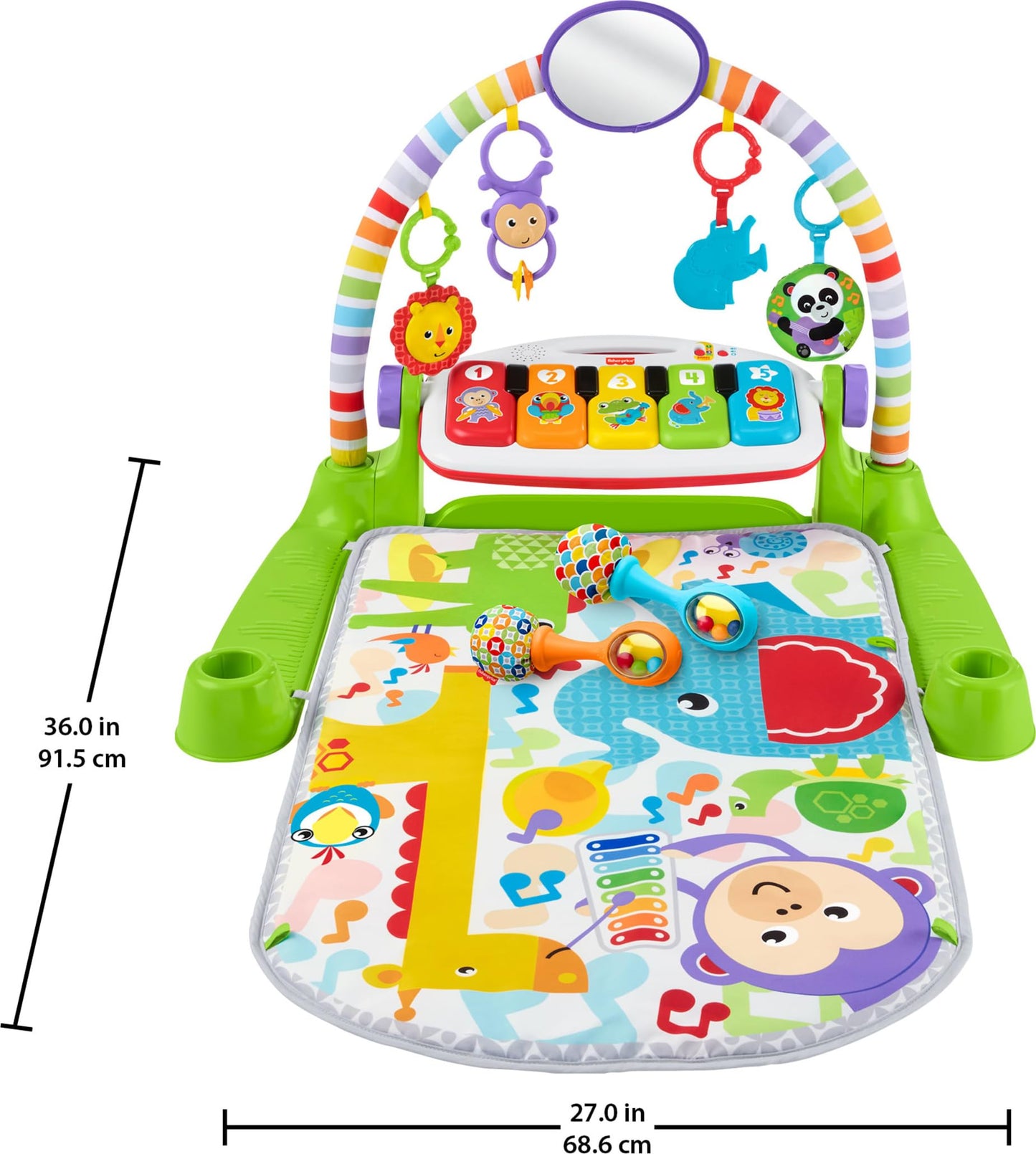 Fisher-Price Baby Playmat Deluxe Kick & Play Piano Gym Learning Toy & 2 Maracas Soft Rattles for Newborn to Toddlers Ages 0+ Months ๐ All In One Marketplace Canada