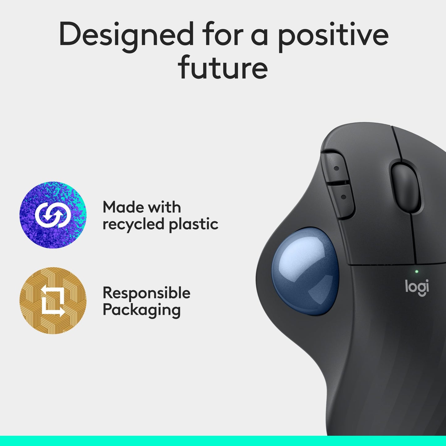Logitech Ergo M575S Wireless Trackball Mouse, Wireless Ergonomic Mouse with Bluetooth and Encrypted Dongle, Comfortable Thumb Control, Precise and Smooth Tracking, for PC/Mac - Graphite Blue Ball ๐ All In One Marketplace Canada