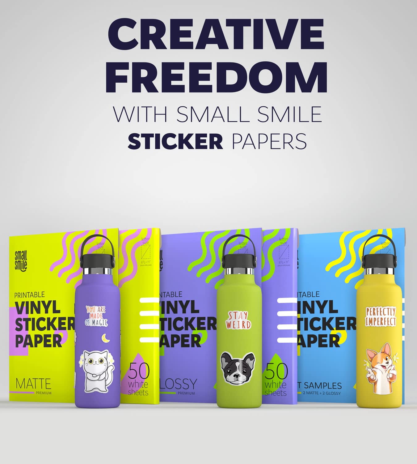 Premium Printable Vinyl Sticker Paper for Inkjet Printer and Laser - 20 White Matte Sticker Paper Waterproof - Durability Adhesive Paper 8.5 x 11, Fast Dry, Holds Ink Well, Great for Cutting Machines ๐ All In One Marketplace Canada