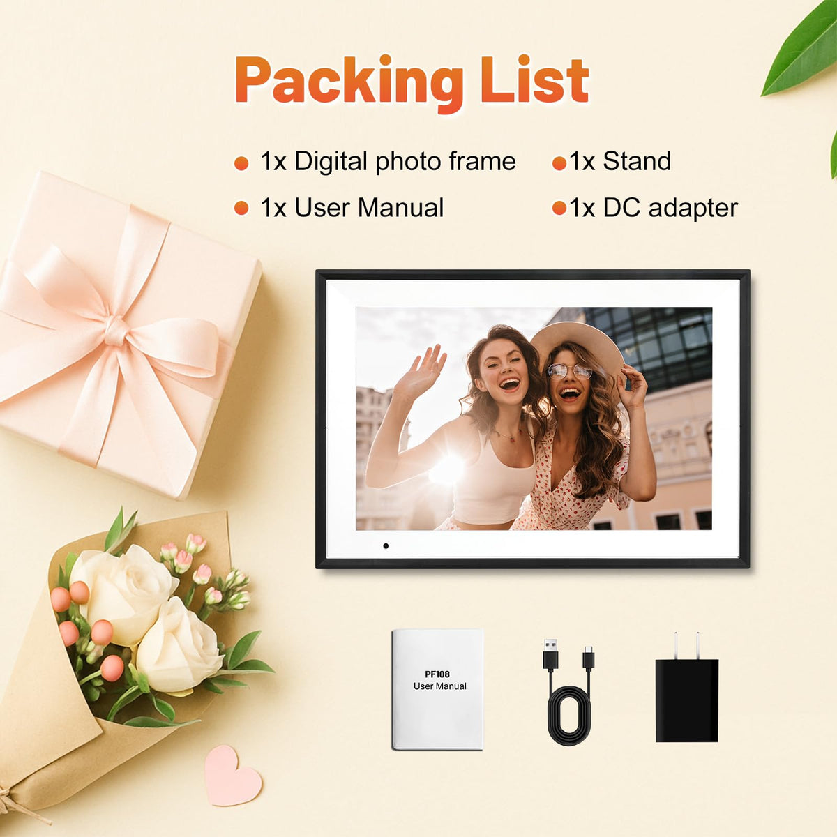 Anna Bella Digital Photo Frame 10.1 Inch with 1280x800 HD IPS Touch Screen, 32GB WiFi Digital Picture Frame with App Sharing, Auto-Rotate Photo Frame with Sleep Mode, Gift for Parents, Friends ๐ All In One Marketplace Canada