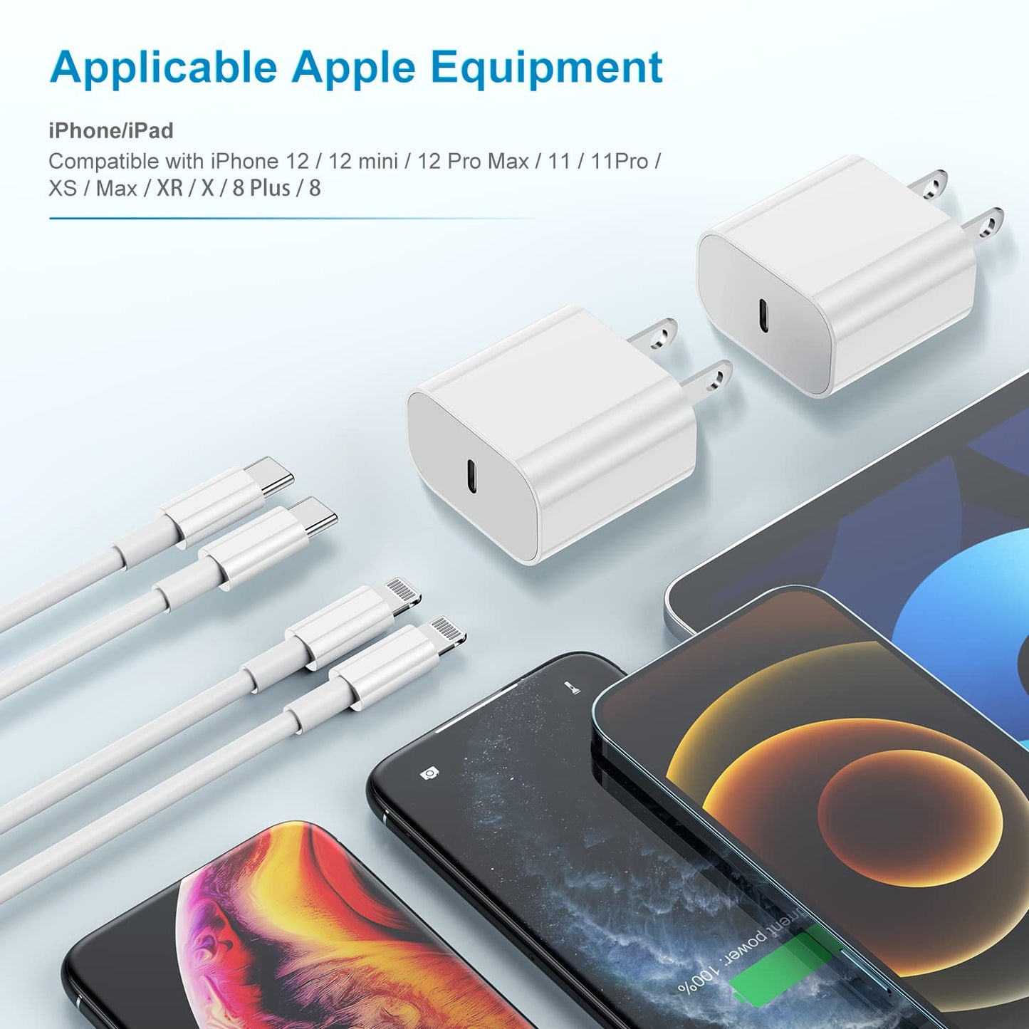 2Pack Apple Certified iPhone Charger Fast Charging, PD USB C Wall Charger Block with Type C to Lightning Cable 6ft Compatible with iPhone 14/14 Plus/13 Pro Max/12/12 Pro/11/iPad ๐ All In One Marketplace Canada