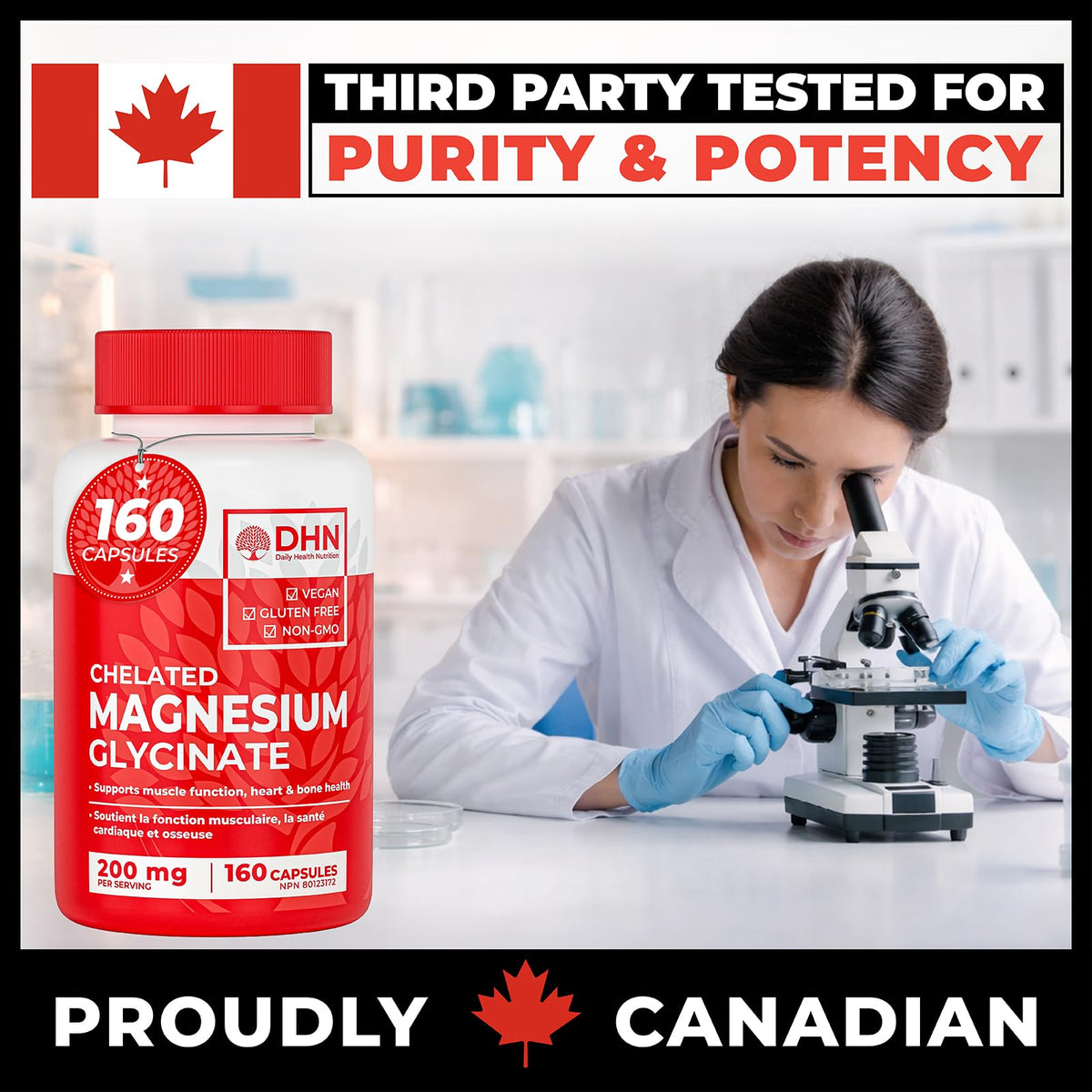 Magnesium Glycinate/Bisglycinate | Supports Sleep, Relaxation, Energy Metabolism & Muscle Function | Chelated | 200mg Elemental Magnesium | Stomach Friendly | Canadian Made, Quality Assured ๐ All In One Marketplace Canada