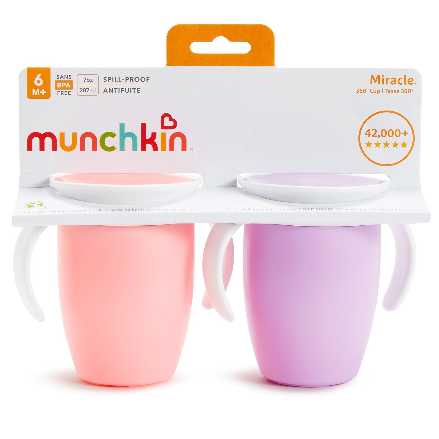 Munchkin Miracle 360ห Trainer Cup, 7oz, 2Pk, Pink/Purple ๐ All In One Marketplace Canada