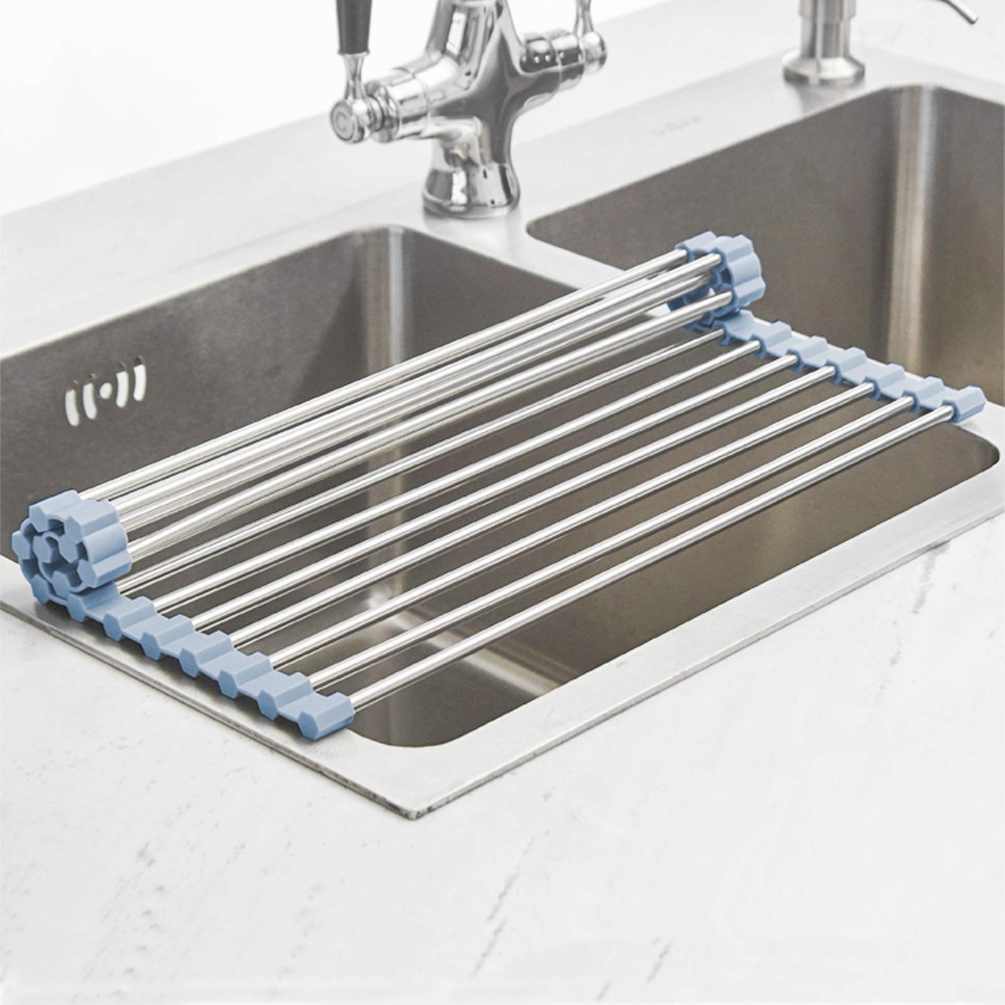 Over Sink Dish Drying Rack, Roll Up Dish Drying Rack Kitchen Sink Rack Dish Rack Stainless Steel Sink Drying Rack, Foldable Dish Drainer (17.5''x11.8'') 🍁 All In One Marketplace Canada