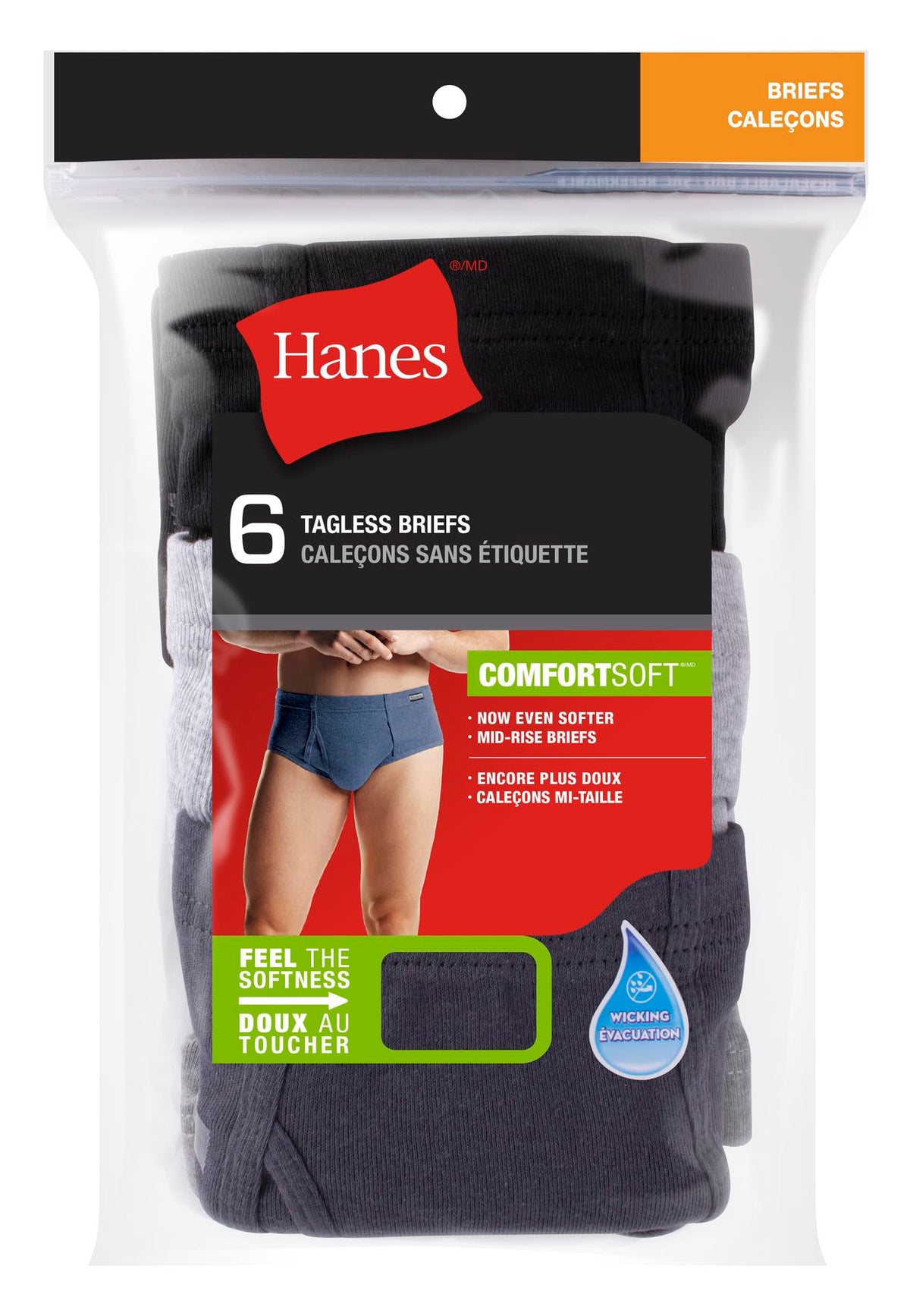 Hanes Men's 6-Pack Comfort Soft FreshIQ Mid-Rise Brief, Assorted, Medium ๐ All In One Marketplace Canada