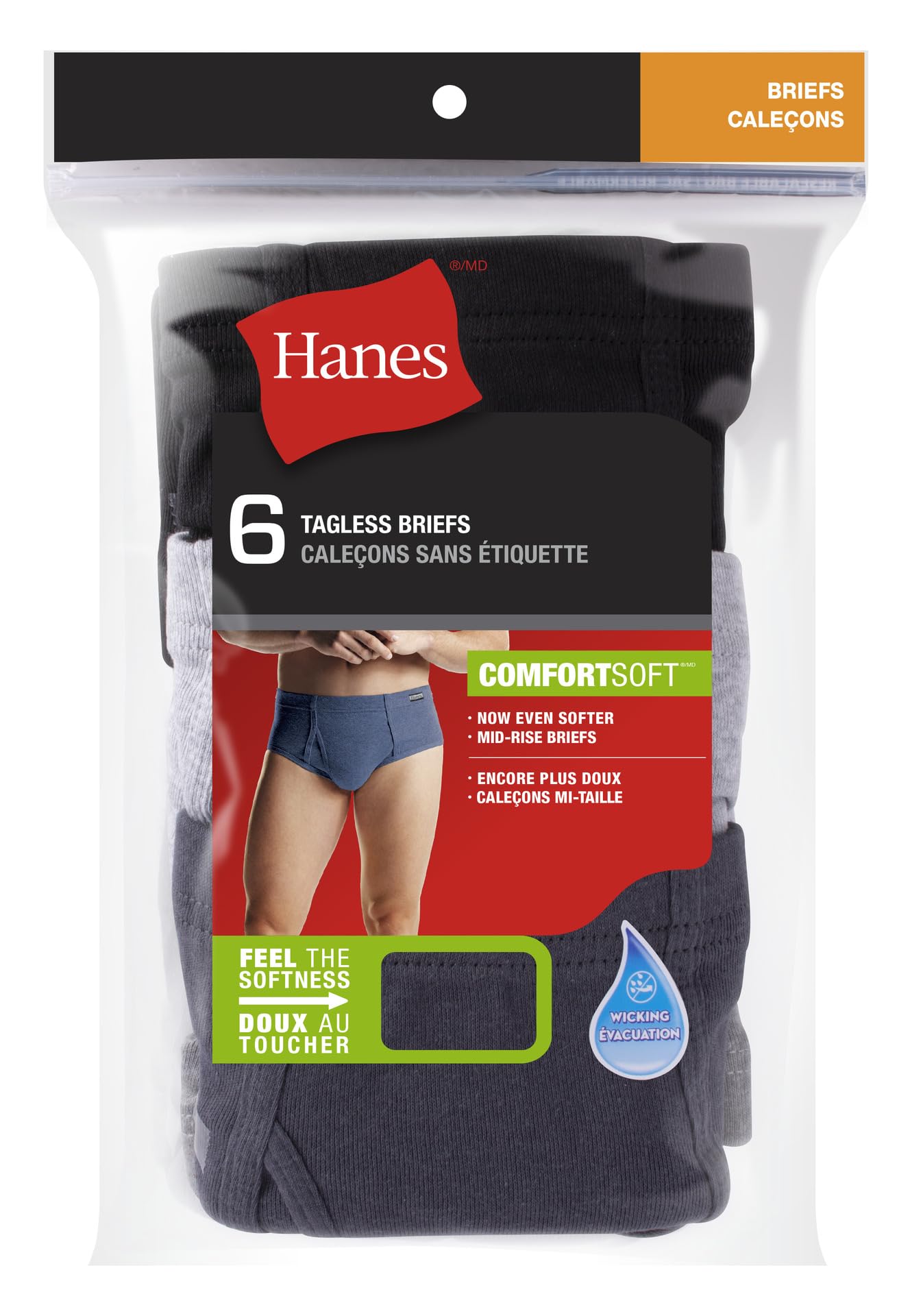 Hanes Men's 6-Pack Comfort Soft FreshIQ Mid-Rise Brief, Assorted, Large ๐ All In One Marketplace Canada