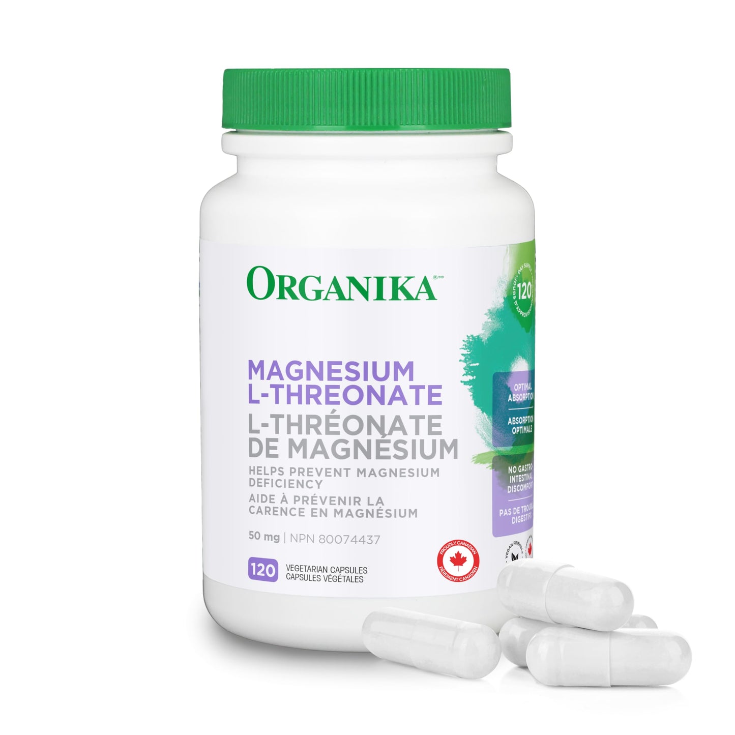 Organika Magnesium L-Threonate- High Absorption to Boost Magnesium Levels- 120vcaps ๐ All In One Marketplace Canada