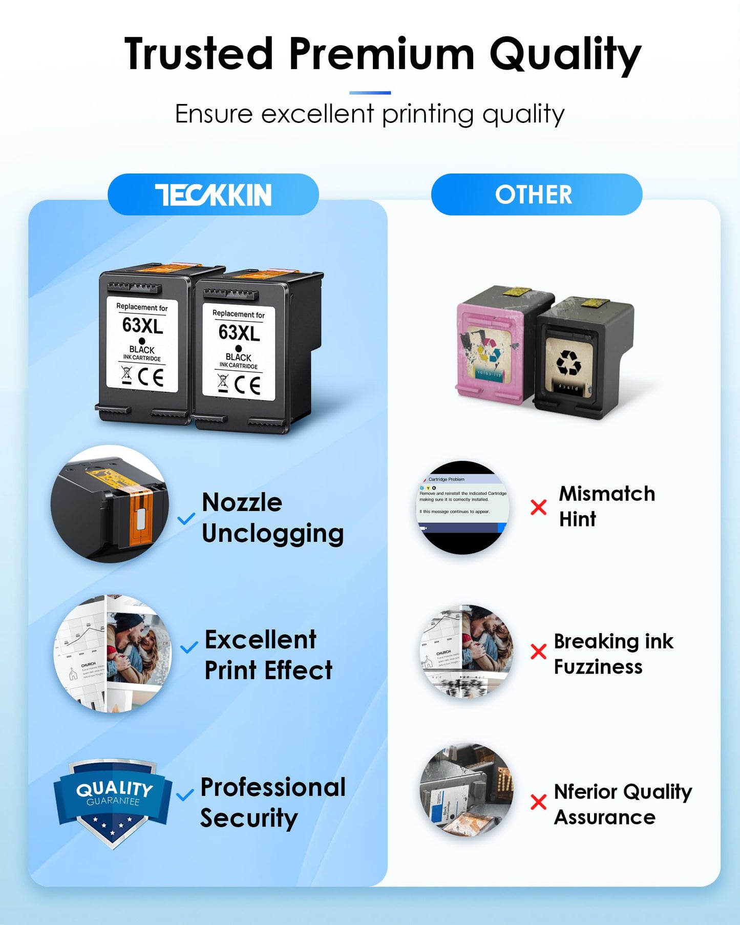 63XL Black High-Yield Ink Cartridge for HP 63 Black Ink Cartridge Replacement for HP Ink 63 Works with HP OfficeJet 3830 4650 5255 5258 Envy 4520 4512 DeskJet 1112 2130 3630 F6U64AN (2 Black Pack) ๐ All In One Marketplace Canada