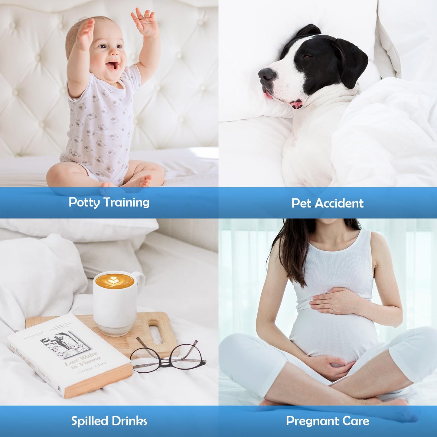 Cozymaker Queen Size Mattress Protector, 100% Waterproof Mattress Cover Fitted 8"-21" Deep Pocket, Cooling Viscose Made from Bamboo and Soft Breathable Cover Mattress Queen Noiseless Washable 🍁 All In One Marketplace Canada