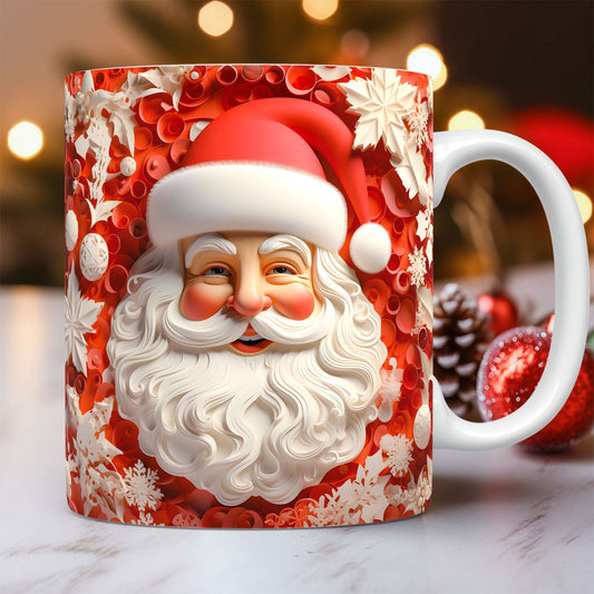Creative 3D Christmas Ceramic Mug โ Santa Claus Design