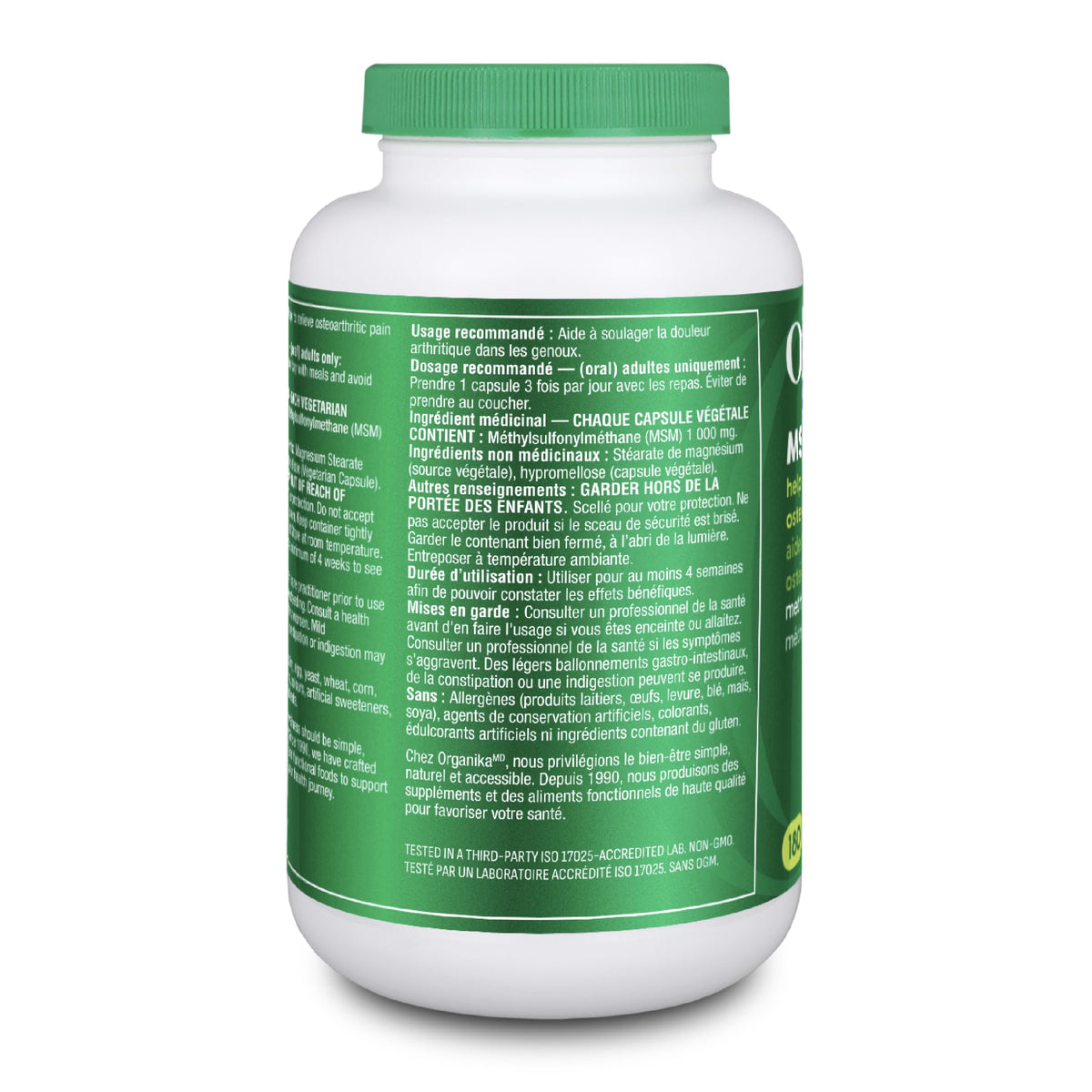 Organika MSM - Joint Support and Inflammation Relief Supplement | Supports Healthier Joints, Bones and Cartilage | Stronger Hair, Skin and Nails | Potent Antioxidant | 1,000mg of MSM - 180 vcaps ๐ All In One Marketplace Canada