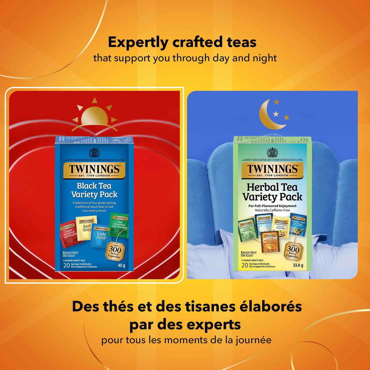 Twinings Variety Pack Individually Wrapped Teabags, Caffeinated Earl Grey, Lady Grey, Irish & English Breakfast Teas, 20 Count (Pack of 6), Enjoy Hot or Iced ๐ All In One Marketplace Canada