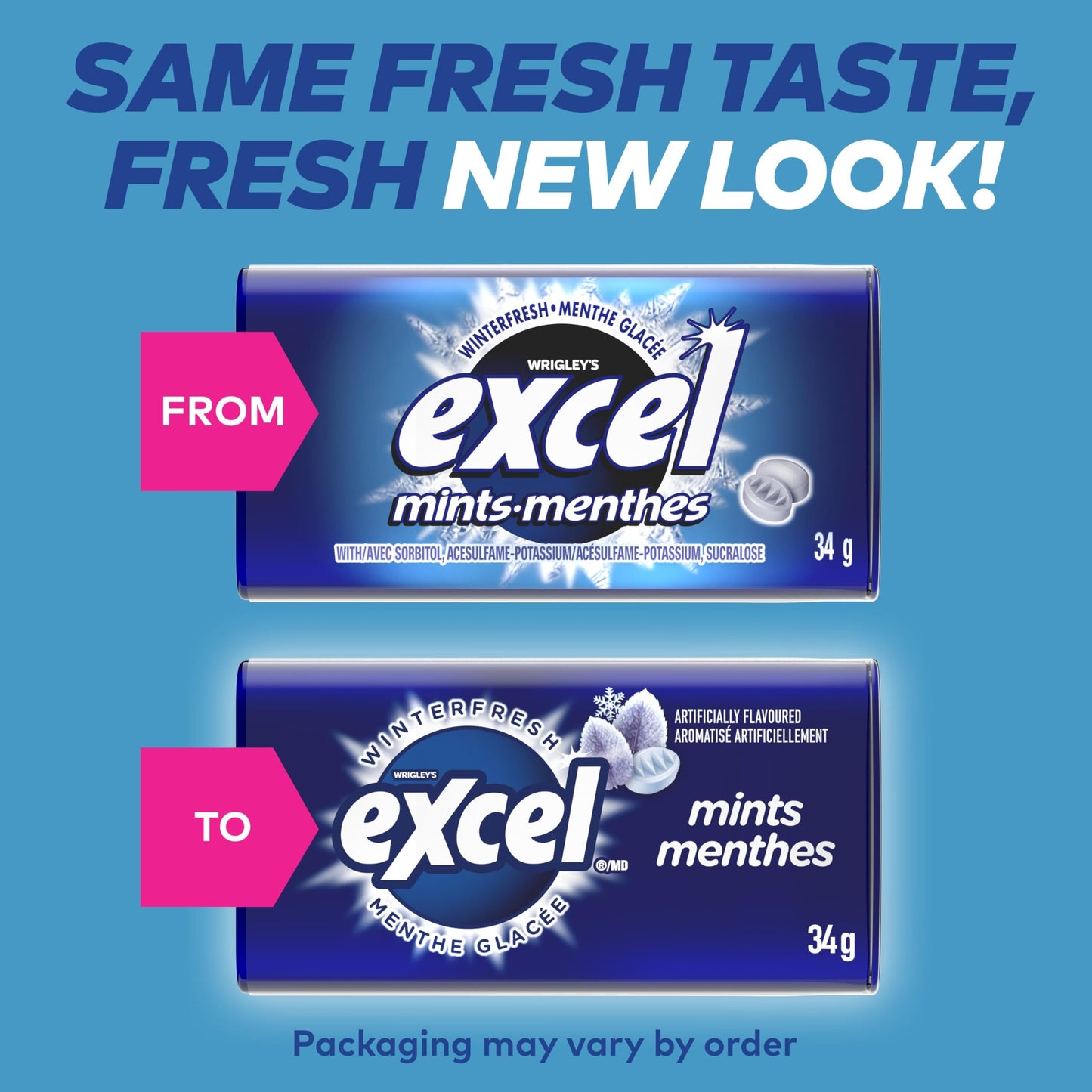 EXCEL, Winterfresh Flavoured Mints, 34g, Tin, 8 Packs ๐ All In One Marketplace Canada