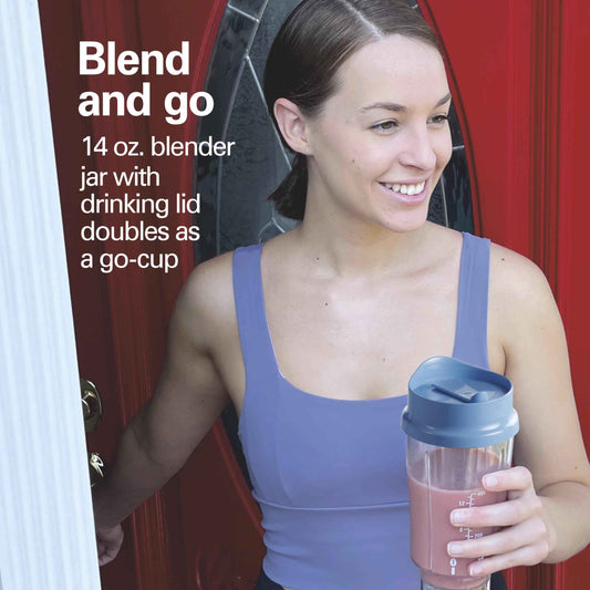 Hamilton Beach Personal Blender for Smoothies & Protein Shakes, Portable Single Serve Blender with Travel Lid, 14 oz BPA-Free Jar, 175W, Compact Countertop Blender, Tranquil Blue, 51172 🍁 All In One Marketplace Canada