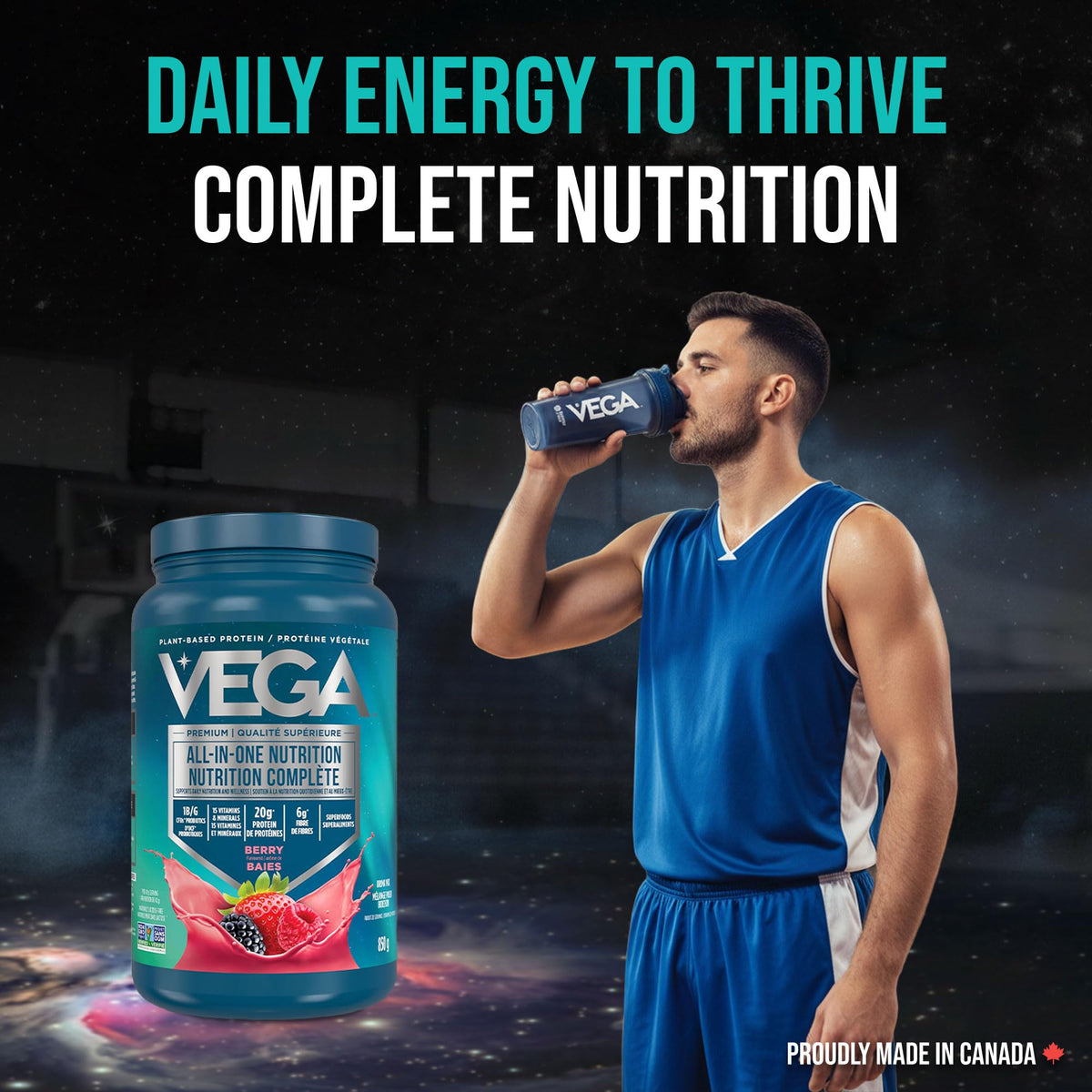 Vega Premium All-in-One Nutrition Protein Powder โ 20g Plant-Based Vegan Protein, Vitamins & Probiotics, Berry, 850g (20 Servings) ๐ All In One Marketplace Canada