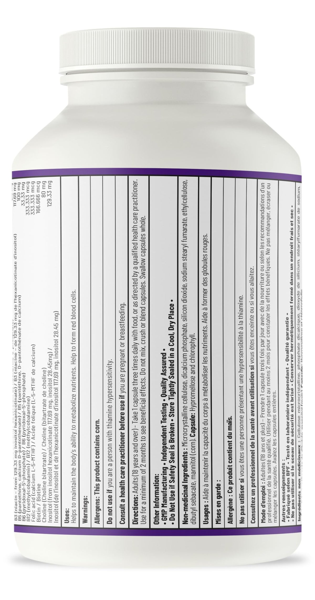 AOR Advanced B Complex Capsules, 180 Count 180-Day Supply - Full-Spectrum B Vitamin Blend with B1, B2, B3, B5, B6, B12, Inositol, Folic Acid & Biotin - Vegan, Non-GMO & Gluten-Free - Promotes Energy ๐ All In One Marketplace Canada