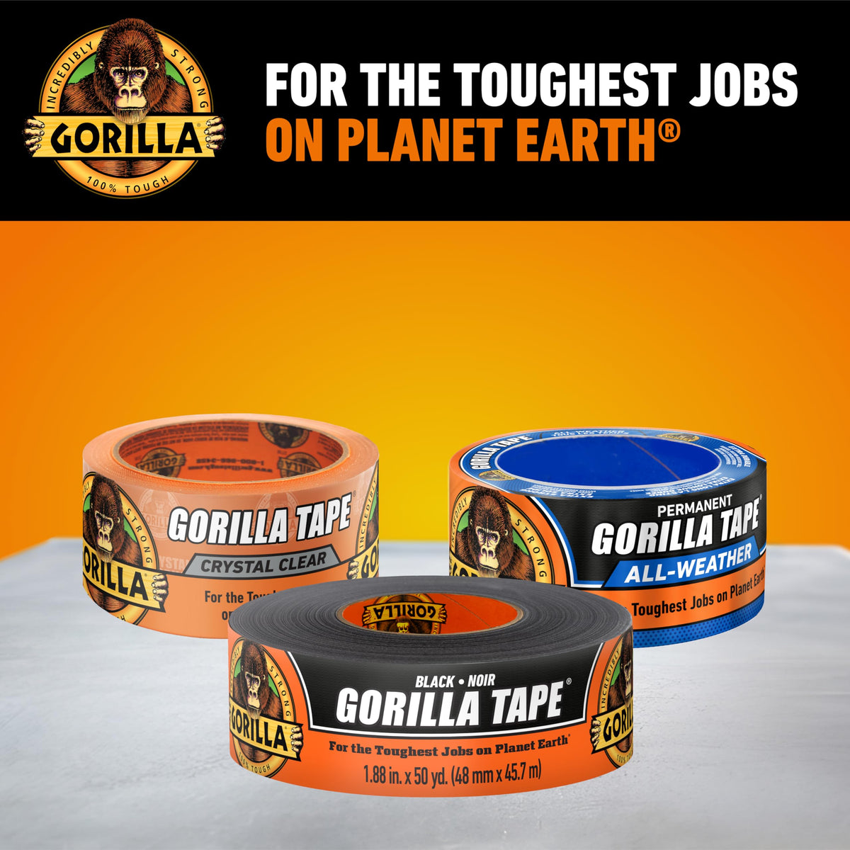 Gorilla Tape, Duct Tape, Utility Tape, Triple Layer Strength, Indoor & Outdoor, Weather Resistant Shell, 1.88 in x 50 yd, Black, (Pack of 1) ๐ All In One Marketplace Canada