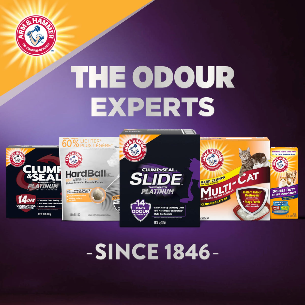 ARM & HAMMER Platinum Clumping Cat Litter, 2x Longer odour Control, Multi-Cat Clay, Ultimate 14-Day Freshness, Extra Oduor Eliminators, Effortless Clean, Dust-Free, Heavy-Duty Clumping, 16.78 kg ๐ All In One Marketplace Canada