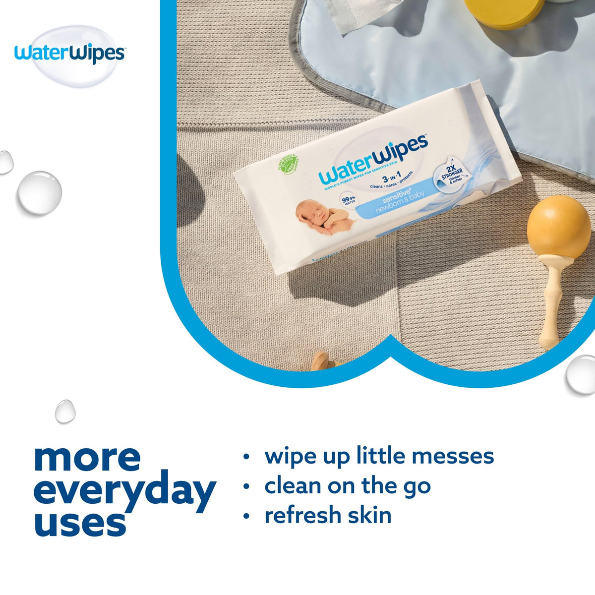 WaterWipes Plastic-Free Original Baby Wipes, 99.9% Water Based Wipes, Unscented & Hypoallergenic for Sensitive Skin, 240 Count (4 packs), Packaging May Vary 🍁 All In One Marketplace Canada