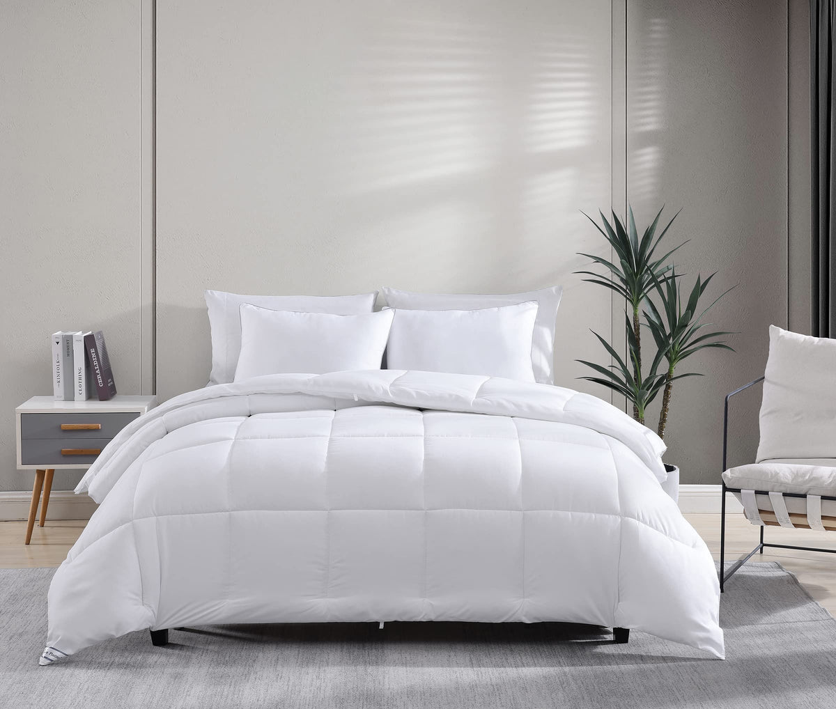 Comforter Twin Size Goose Down Alternative Microfiber Quilted Solid Comforter/Duvet Insert - Ultra Soft Hypoallergenic Bedding - Medium Warmth for All Seasons Twin Comforter - White ๐ All In One Marketplace Canada