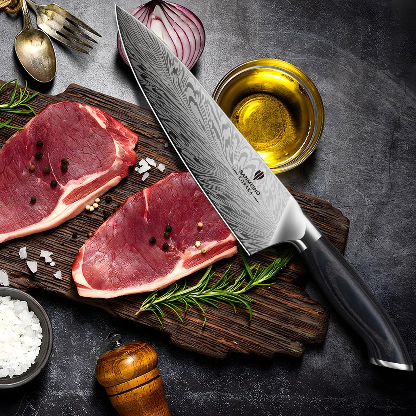SANMEIHO Chef Knife in Powder Steel, Japanese Kitchen Knife 8 Inch, Ultra Sharp Chef's Knives, High Carbon Japanese Utility Knives for Meat Vegetable with Ergonomic Pakkawood Handle ๐ All In One Marketplace Canada
