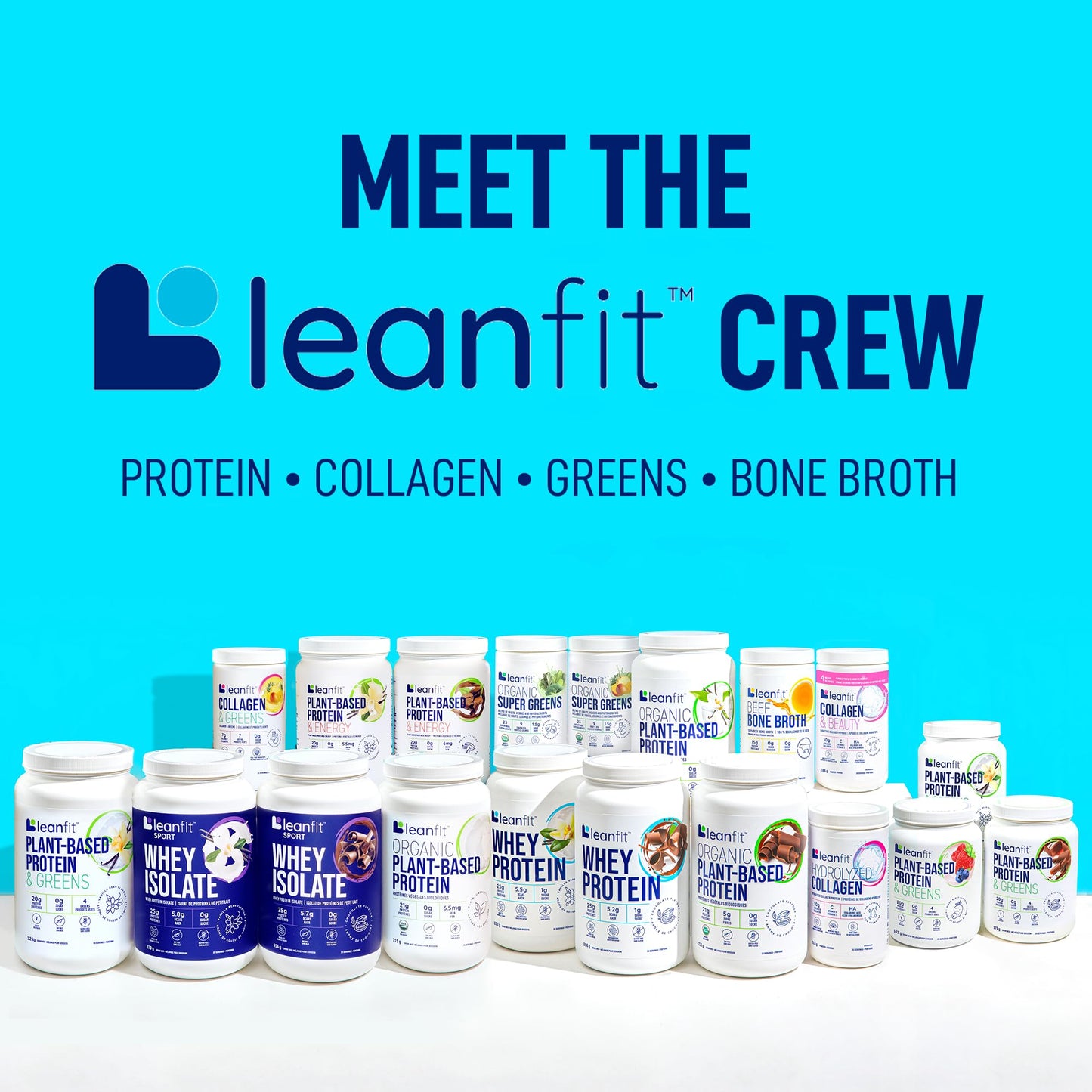 LEANFIT PLANT-BASED PROTEIN & GREENS Natural Vanilla โ 20g Plant Protein + 4 Leafy Greens Per Serving โ Vegan, Gluten-Free, Soy-Free, No Sugar - 20 Servings, 517g Tub ๐ All In One Marketplace Canada