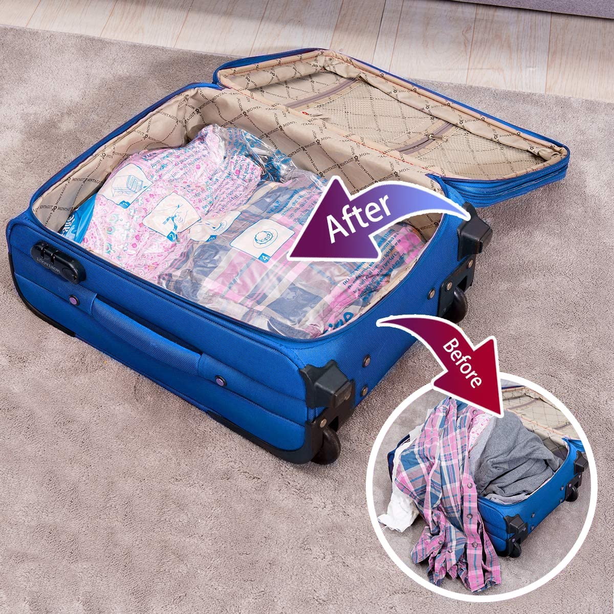 Vacuum Storage Bags 7 Jumbo, Space Saver Sealer Bags,Plastic Packaging Bags,Compression Bags for Clothes, Pillows, Comforters, Blankets, Bedding š All In One Marketplace Canada