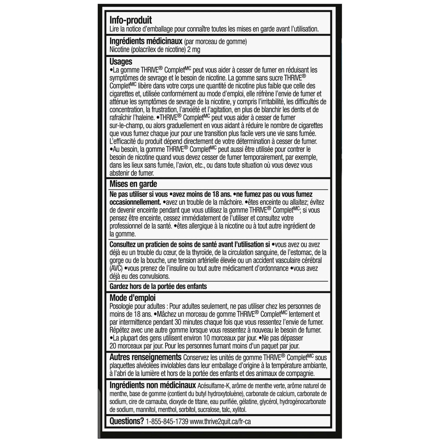 Thrive Complete Nicotine Replacement Gum, 2mg Regular Strength, Spearmint, 108 Count ๐ All In One Marketplace Canada