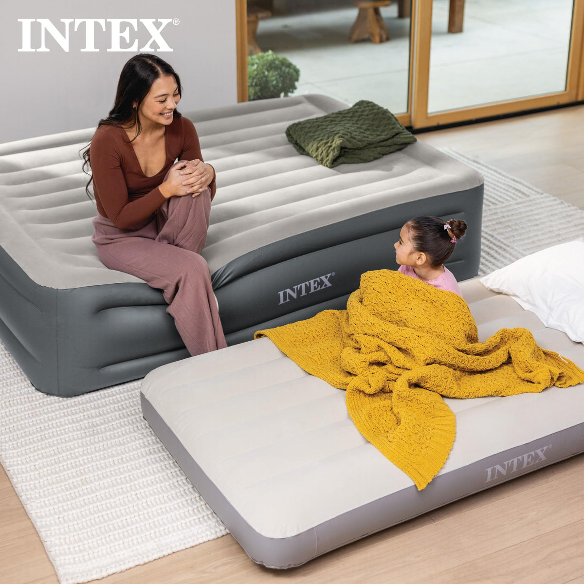 INTEX 64102E Dura-Beam Standard Single-High Air Mattress: Fiber-Tech – Full Size – 10in Bed Height – 600lb Weight Capacity – Pump Sold Separately 🍁 All In One Marketplace Canada