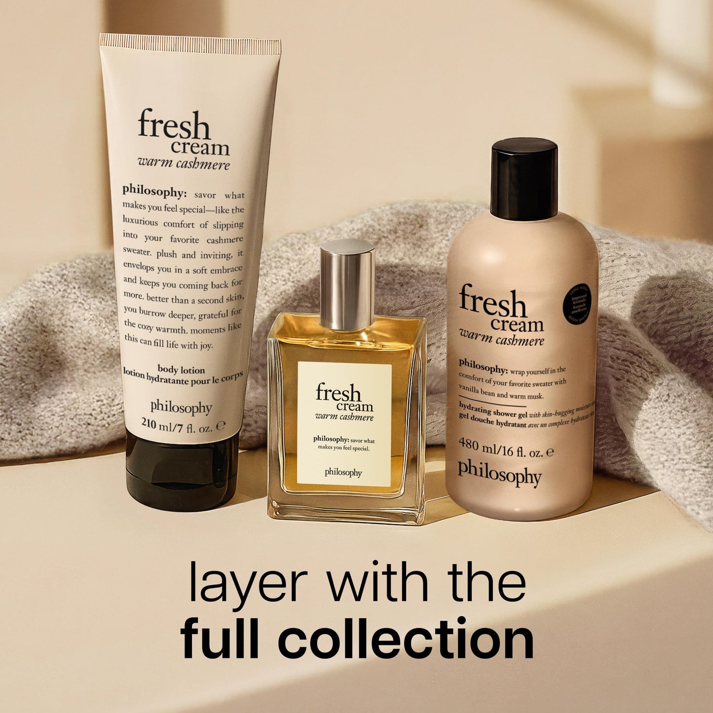 philosophy fresh cream warm cashmere hydrating shower gel, cleanses, conditions, moisturizes skin,480ml 🍁 All In One Marketplace Canada