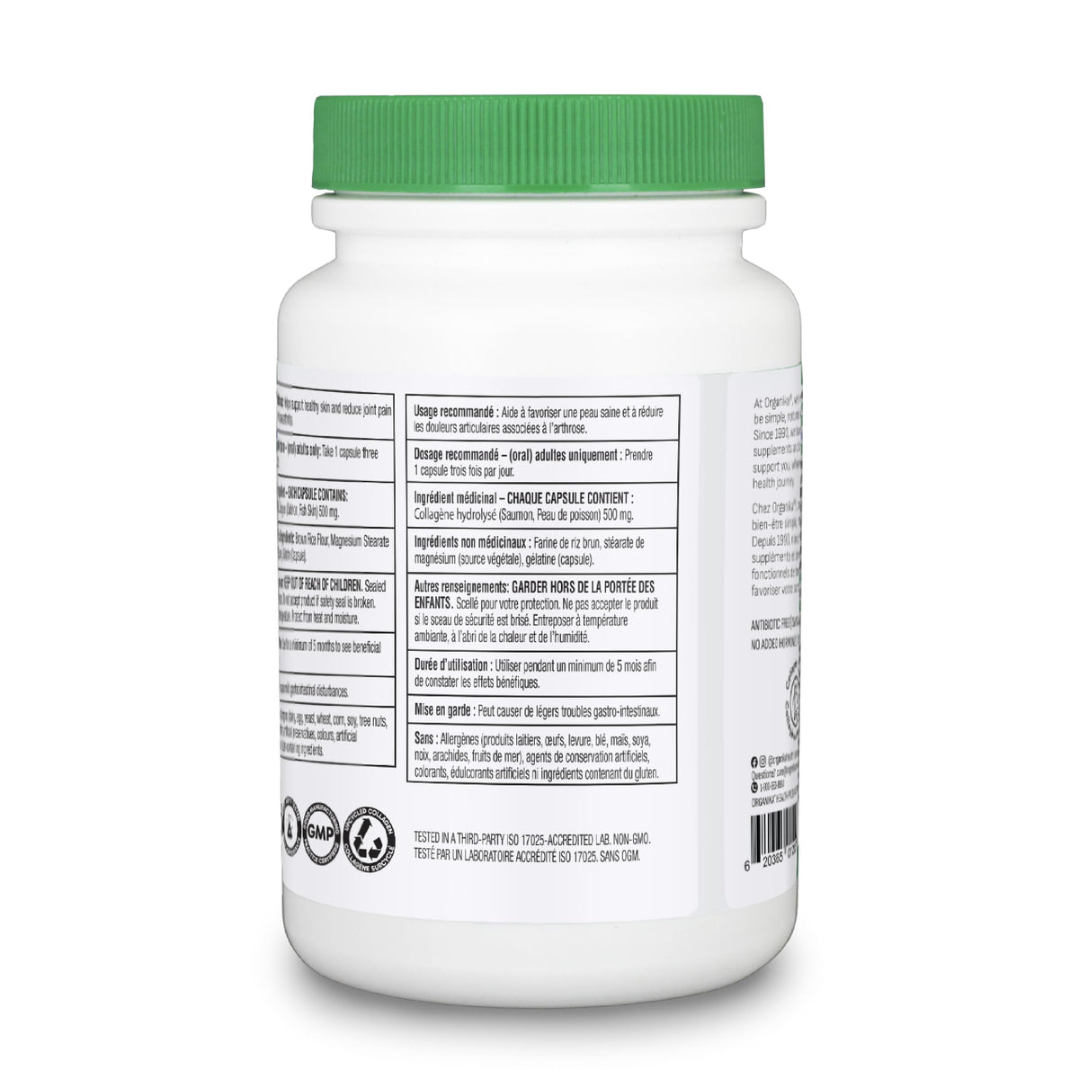 Organika Canadian-Made Marine Collagen Capsules - Salmon Collagen Peptides- Skin, Hair, and Nail Support - Premium Sourcing - 90 caps ๐ All In One Marketplace Canada