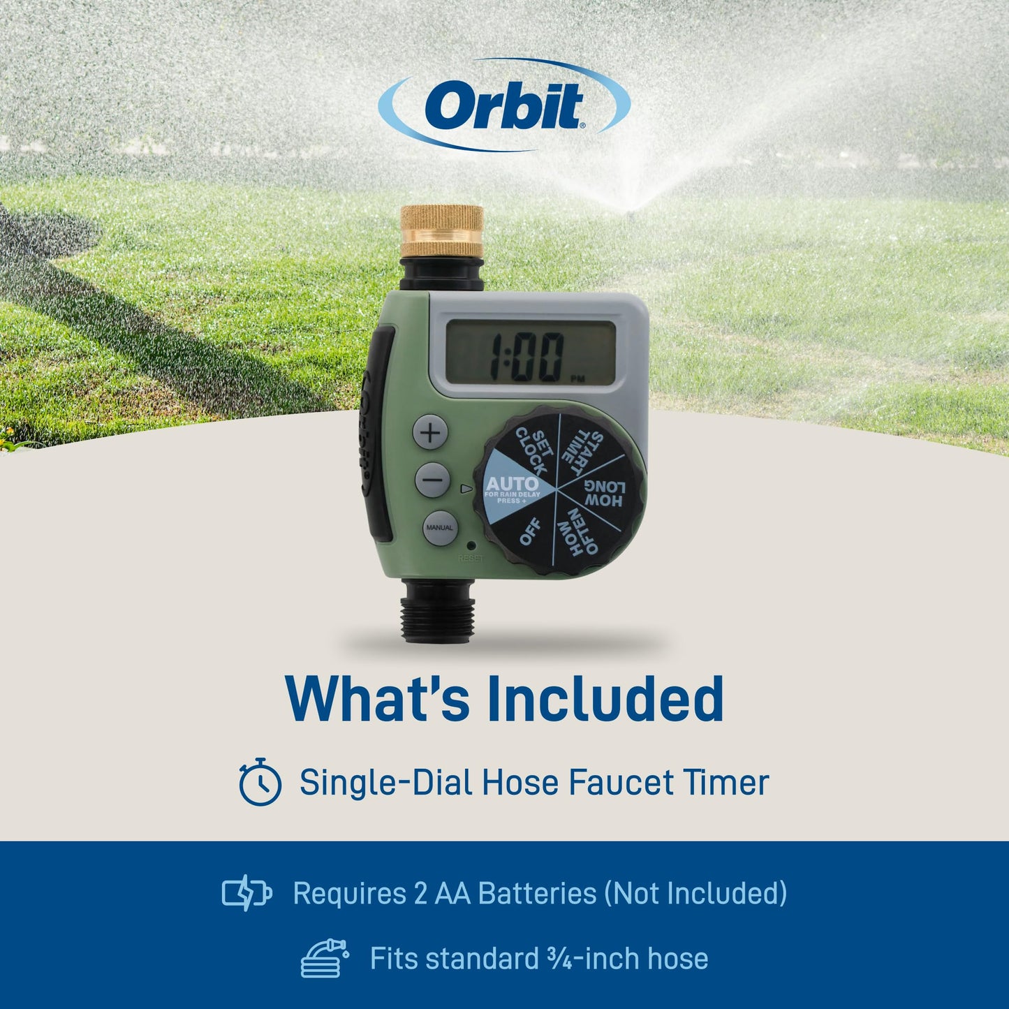 Orbit 62056 One Outlet Single-Dial Hose Faucet Timer ๐ All In One Marketplace Canada