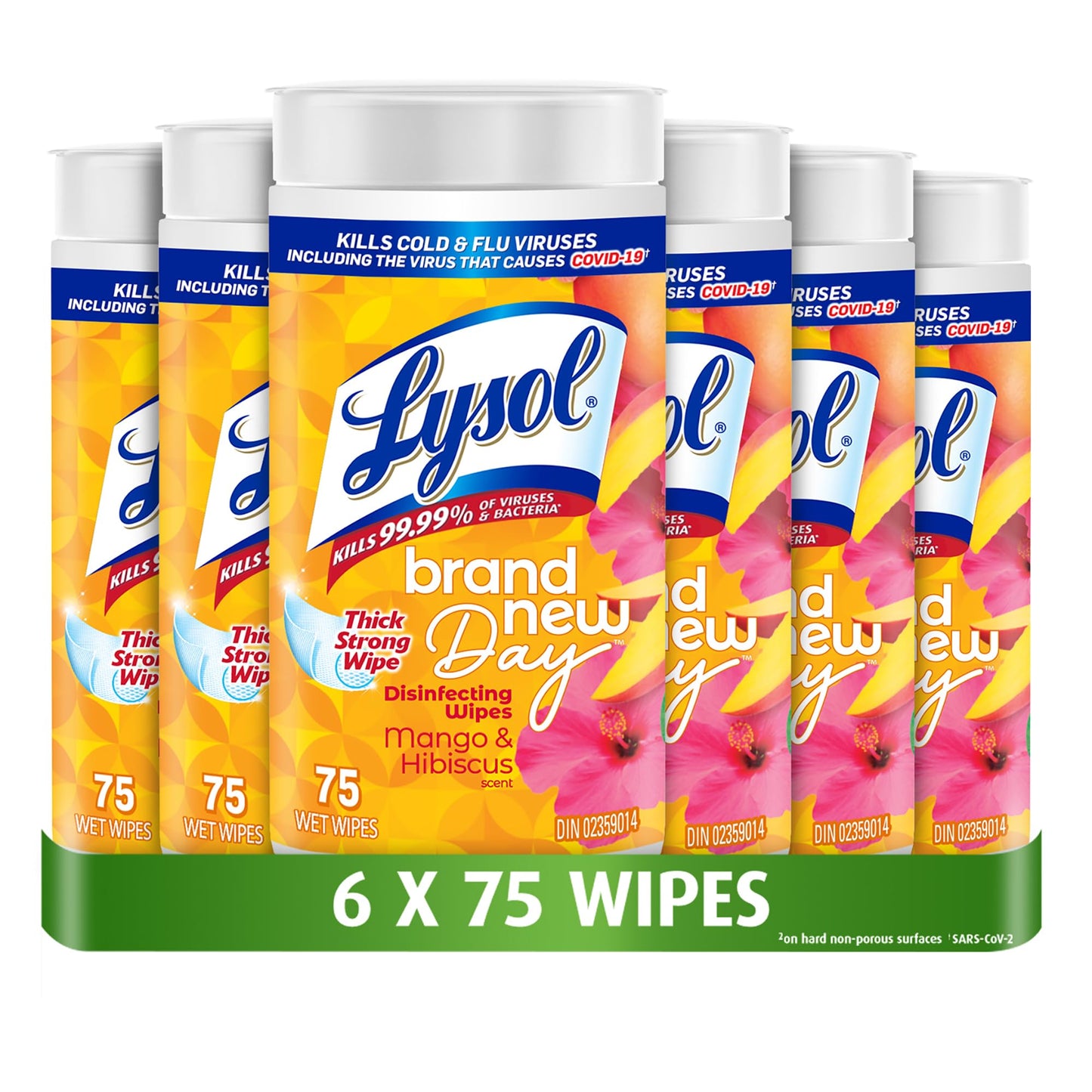 Lysol Disinfecting Wipes, Mango Hibiscus, Thick Strong Wipe, Kills 99.99% of Viruses & Bacteria, Bulk Pack of 6, 450 Count (6 x 75 count) ๐ All In One Marketplace Canada