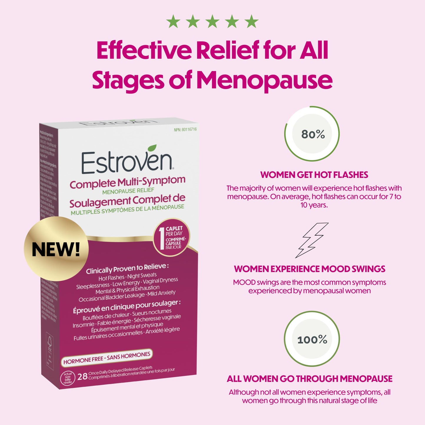 Estroven Complete Multi-Symptom Menopause Supplement for Women, 28 Ct., Clinically Proven Ingredient Provide Menopause Relief & Night Sweats & Hot Flash Relief* Drug-Free & Non-GMO ๐ All In One Marketplace Canada