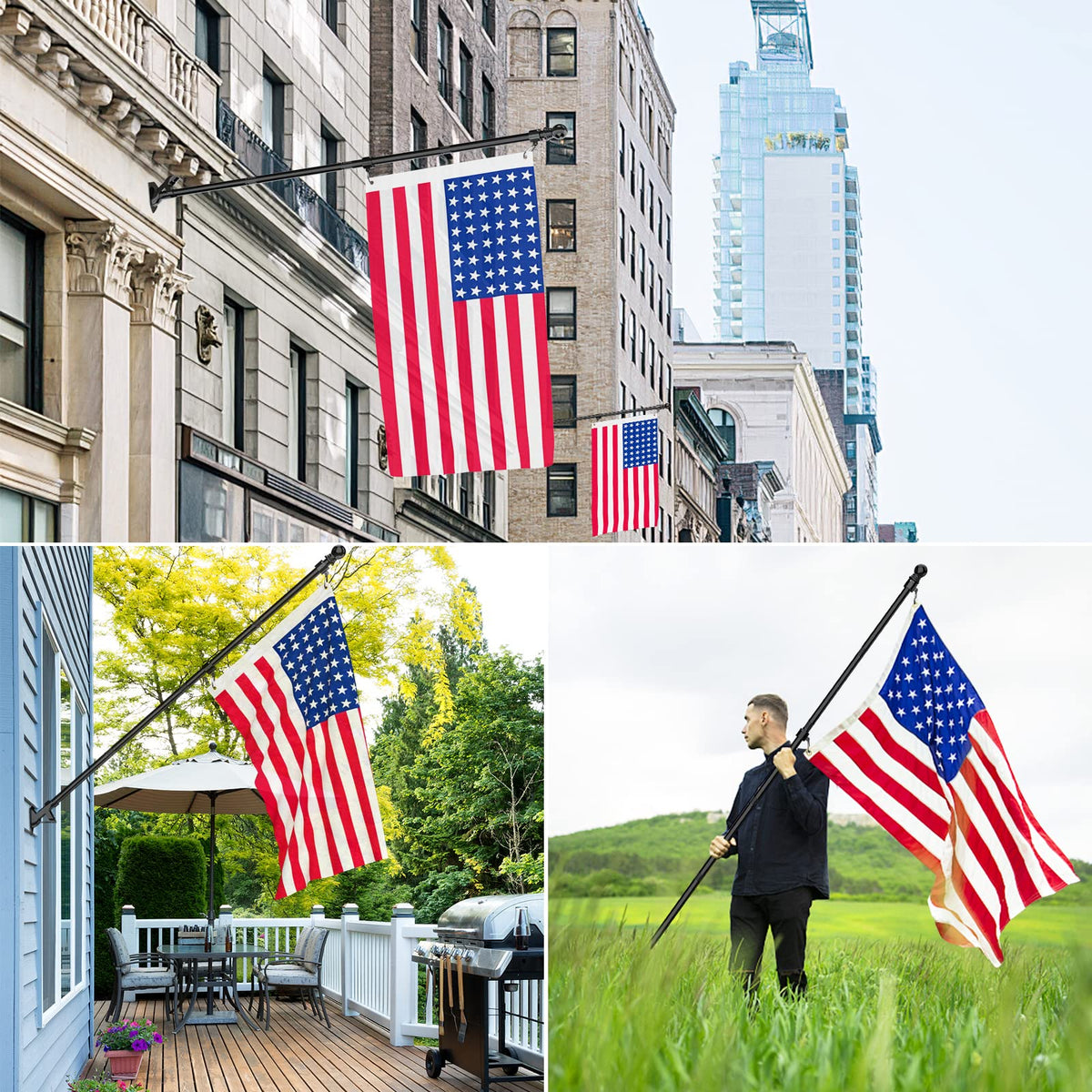 ZMTECH Flag Pole - Upgraded Bracket, 6 FT Stainless Steel Flag Poles for Outside House, Residential or Commerical, Tangle Free Flag Pole Kit for American Flag (Without Flag, Black) ๐ All In One Marketplace Canada