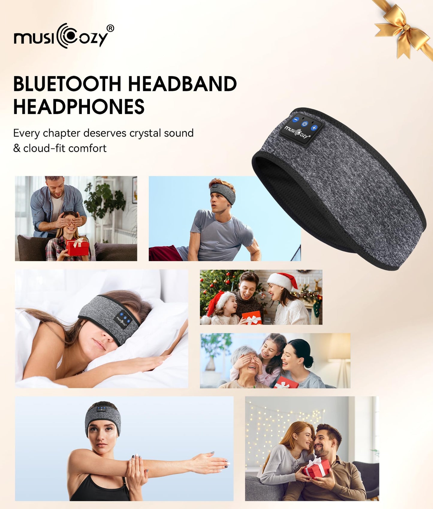 MUSICOZY Bluetooth 5.4 Sleep Headphones Headband, Wireless Sleeping Headphones Sleep Mask Earbuds IPX6 Waterproof for Side Sleepers Workout Running Insomnia Travel Yoga Cool Tech Gadgets Unique Gift 🍁 All In One Marketplace Canada