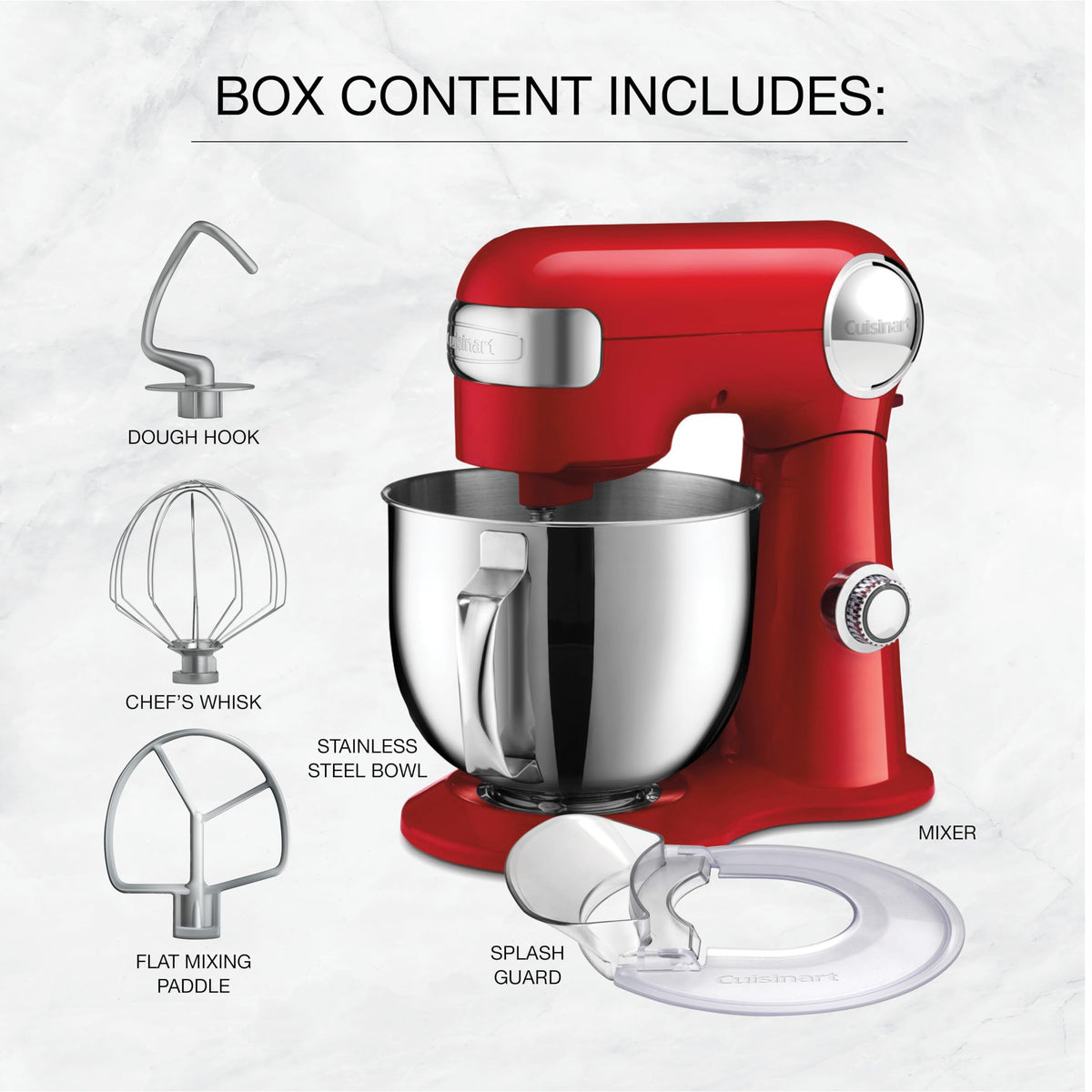 Cuisinart Precision Master 5.5-Quart Tilt-Head Stand Mixer, 12 Speed, 500W, Includes Bowl, Dough Hook, Chef's Whisk and Flat Mixing Paddle, Red (SM-50RC) ๐ All In One Marketplace Canada