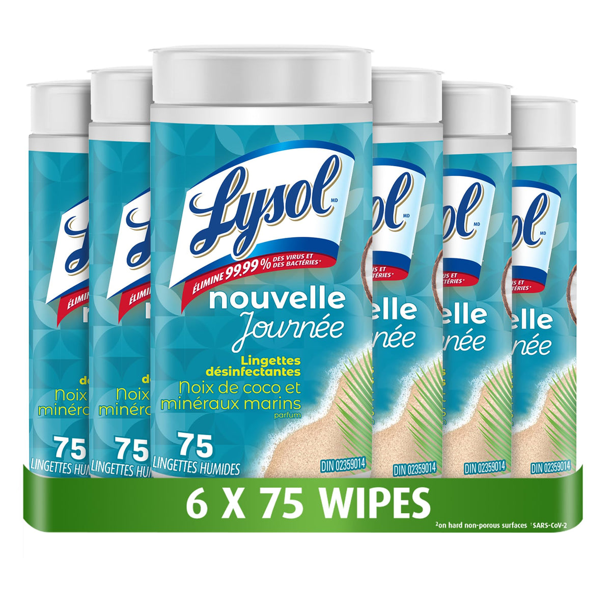 Lysol Disinfecting Wipes, Thick Cleaning Wipes with Micro-Pocket Pattern for Home & Electronics, Kills 99.9% of Germs, Removes Allergens, Coconut & Sea Minerals Scent, 6 X 75 Count (450 Total Wipes) ๐ All In One Marketplace Canada