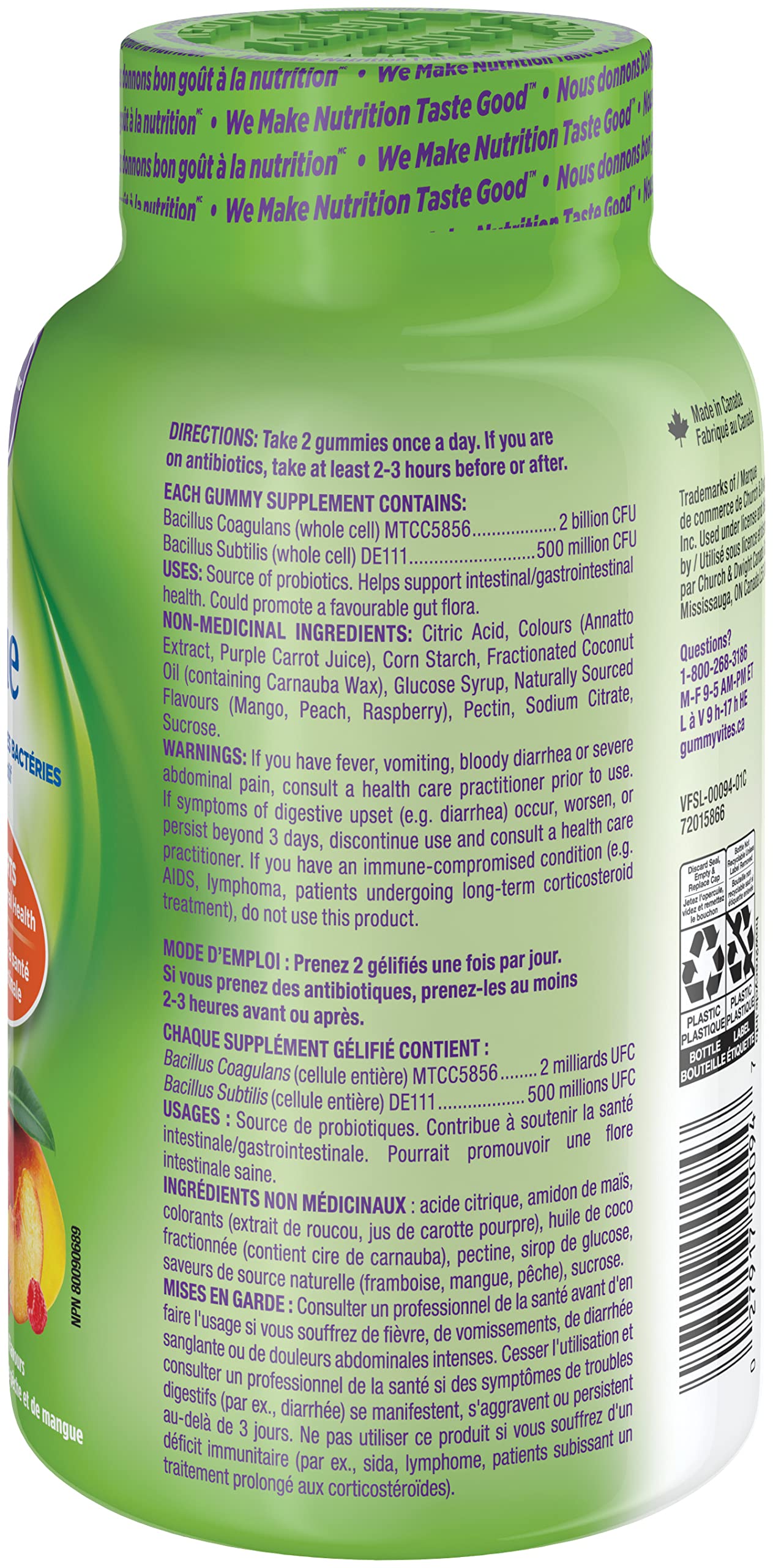 Vitafusion Probiotic Gummies - Provides Good Bacteria to the Digestive Tract, 5 Billion Active Cells, 2 Probiotic Strains, Supports Gastrointestinal Health, 35-Day Supply - 70 Count ๐ All In One Marketplace Canada