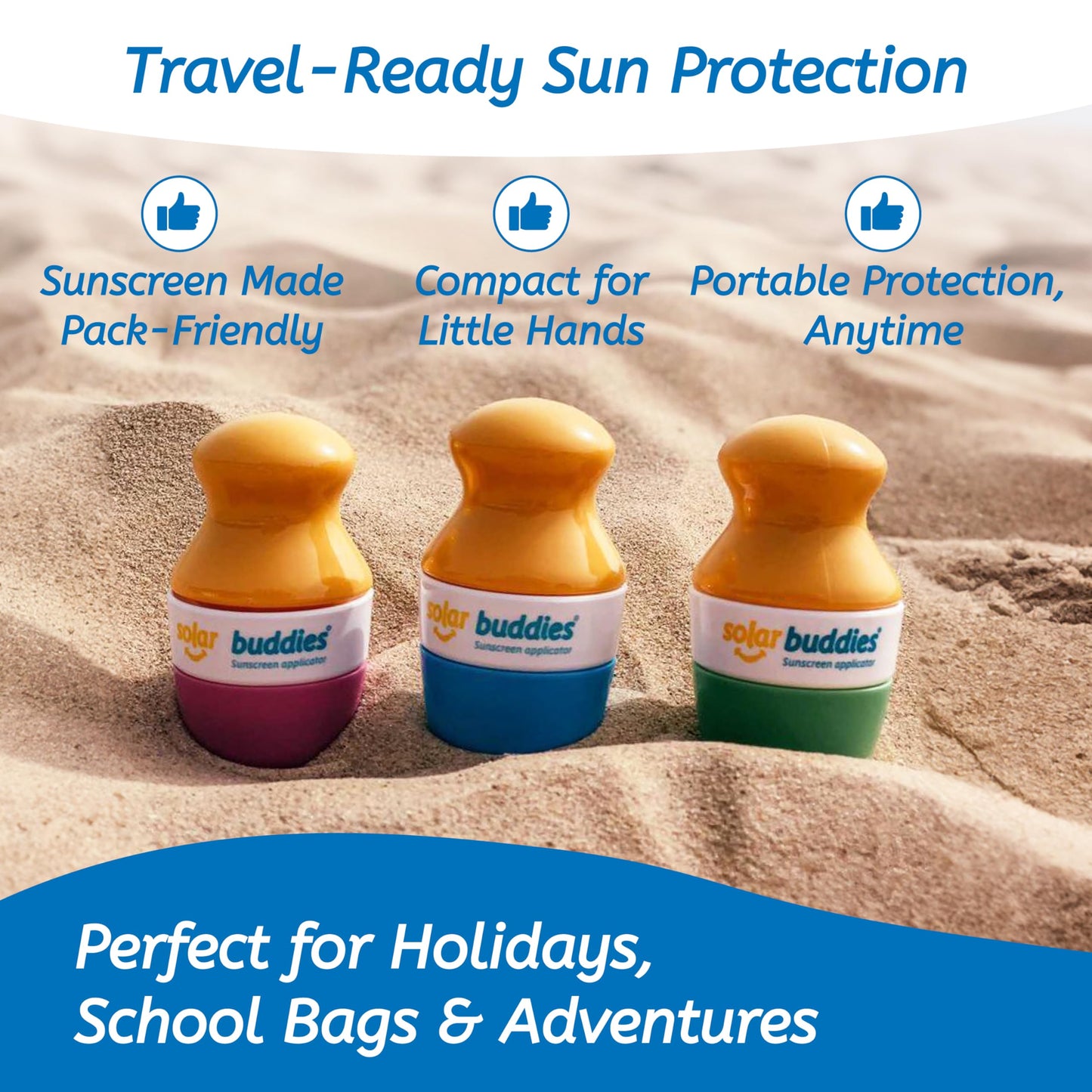 Solar Buddies Sunscreen Applicator - Single Pink - Refillable Roll on Sponge Sunscreen, Suncream & Lotion Applicator For Kids, Adults & Families - Holds 3.4fl oz, Perfect Size for Travel ๐ All In One Marketplace Canada