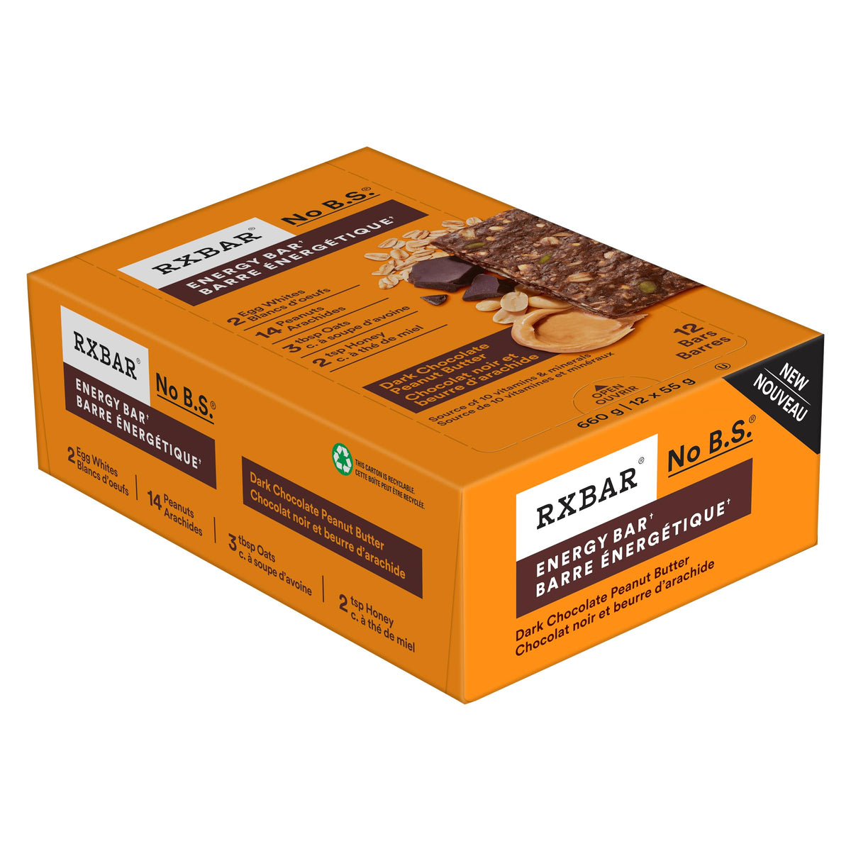 RXBAR Energy Protein Bar Dark Chocolate Peanut Butter 12x55g (Pack of 12) ๐ All In One Marketplace Canada