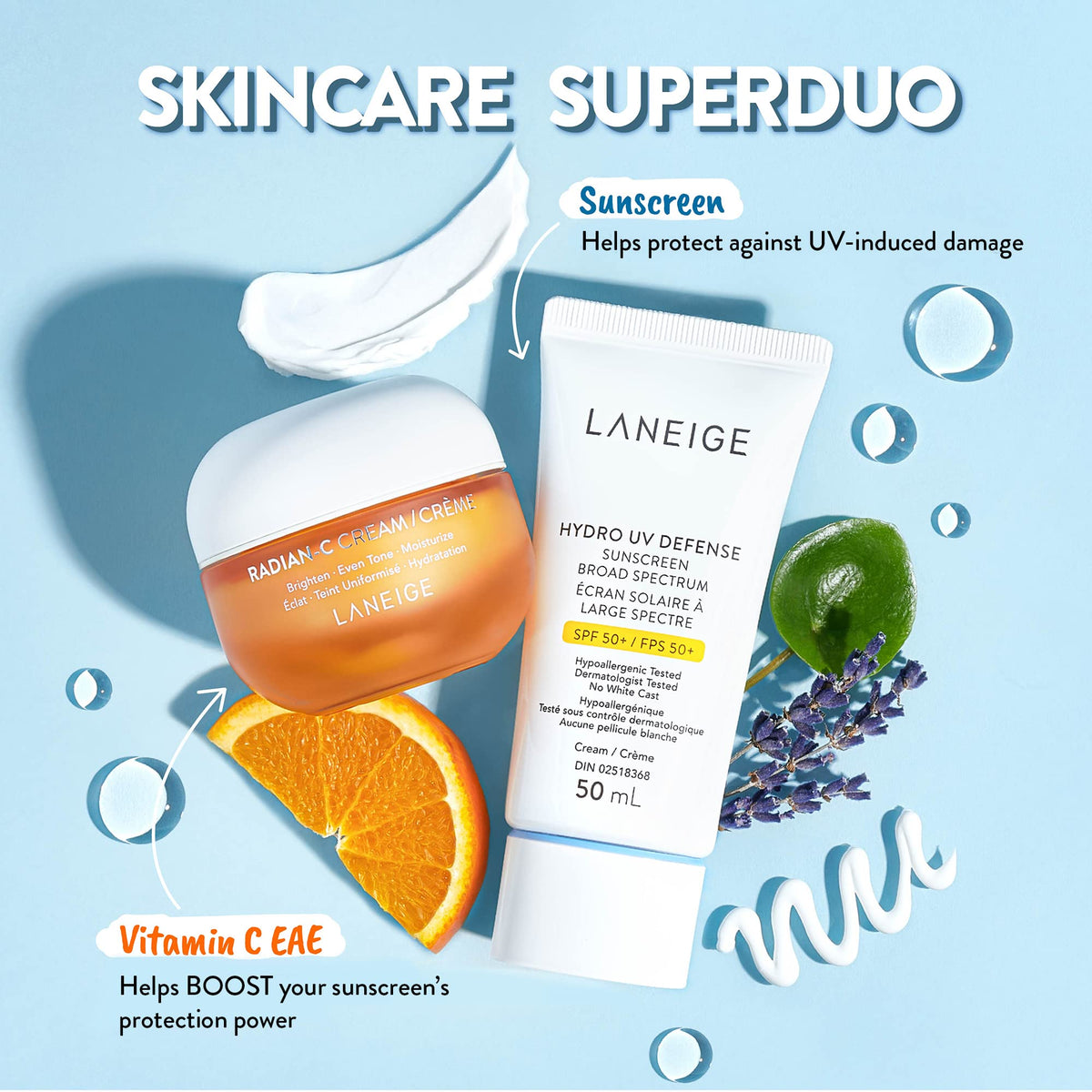 LANEIGE Hydro UV Defense Sunscreen SPF 50+: Hypoallergenic & Dermatologist-Tested Korean Broad Spectrum Sun Protection with No White Cast ๐ All In One Marketplace Canada